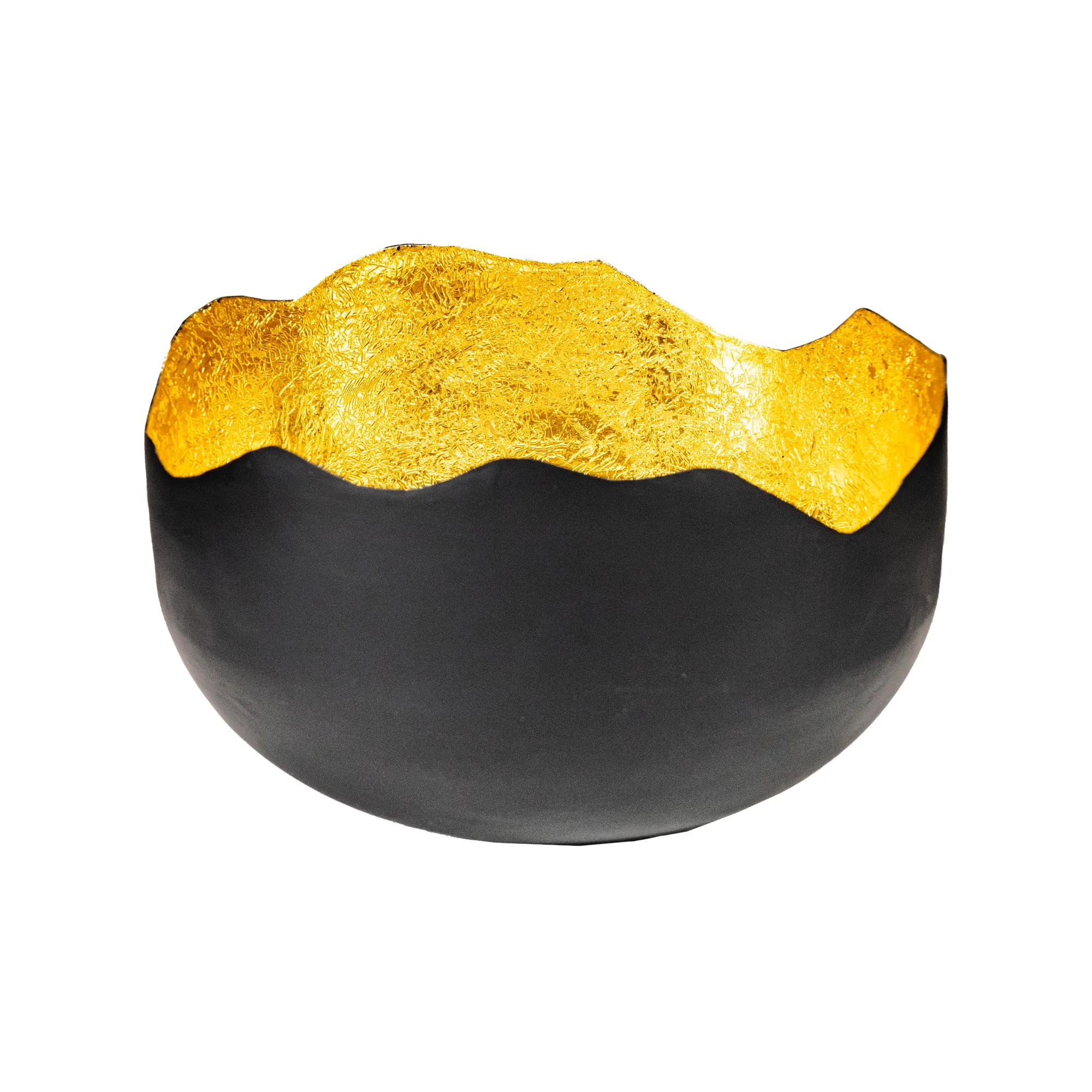 Decorative metal bowl Matt black-silver 25×25×H18 cm