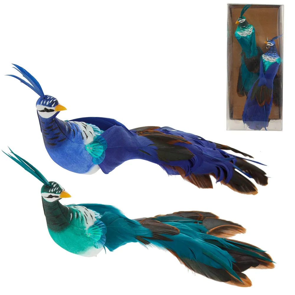 Christmas peacock on clip, 2pcs