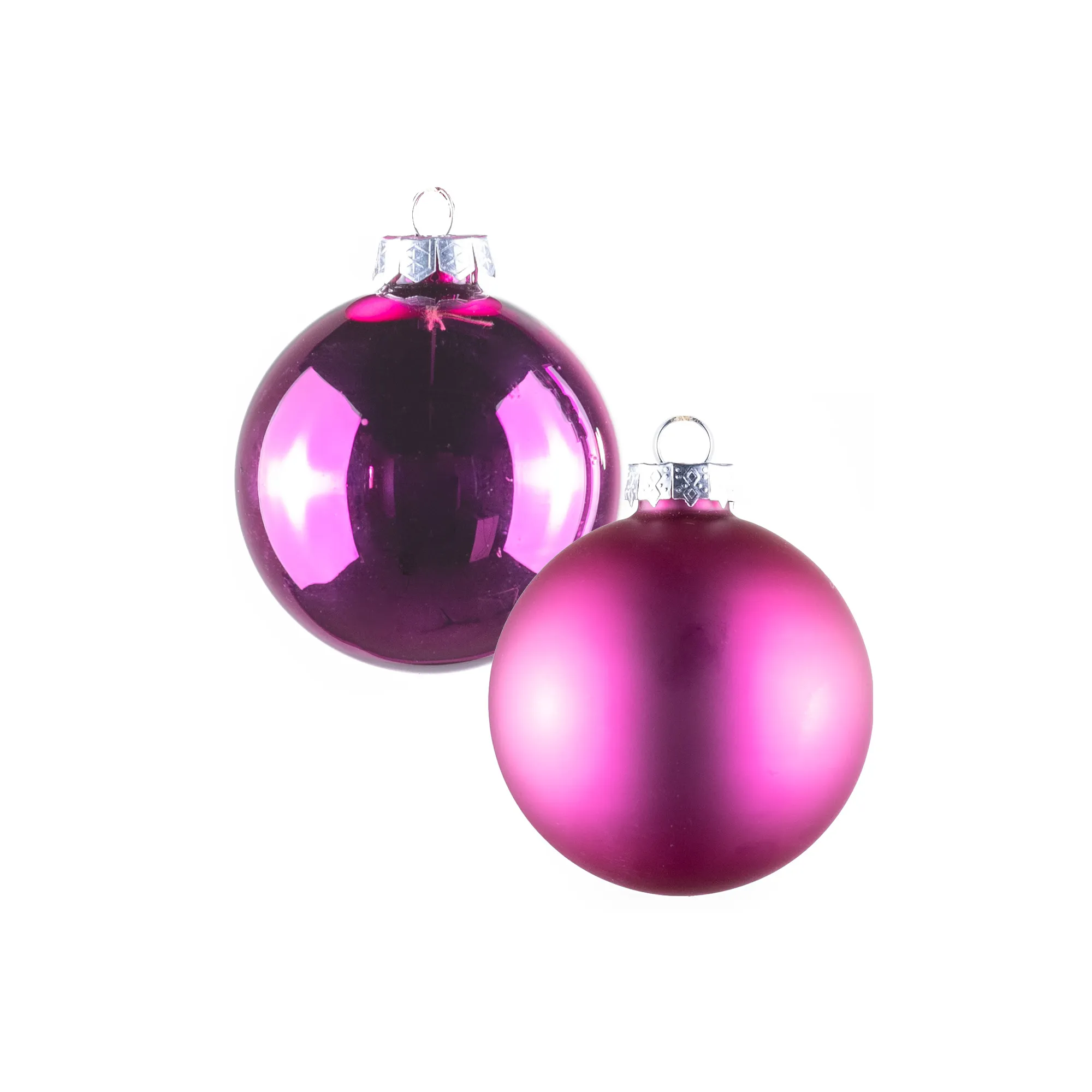 Glass christmas balls, plain , 16pcs, Pink