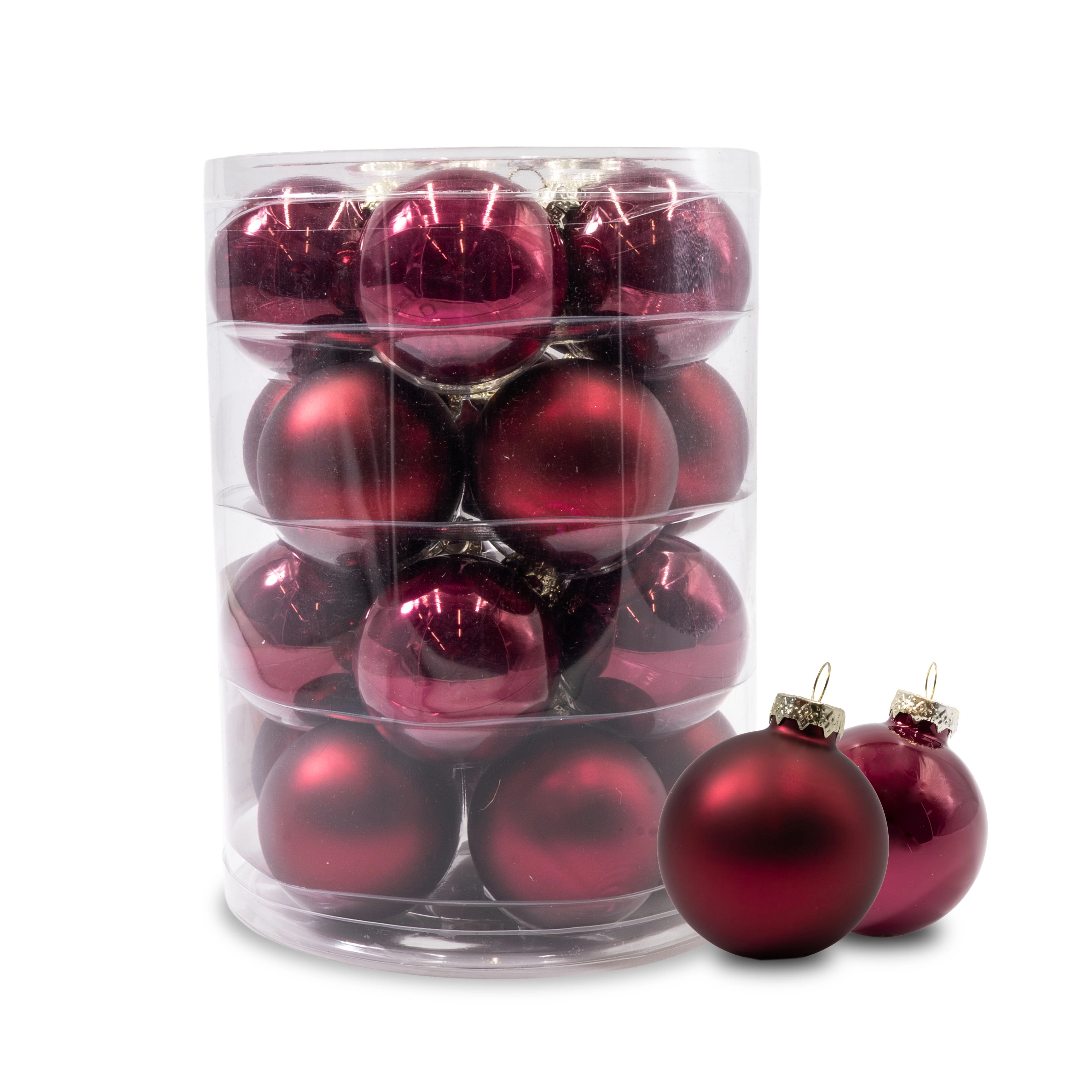 Glass Christmas balls, plain , 20pcs