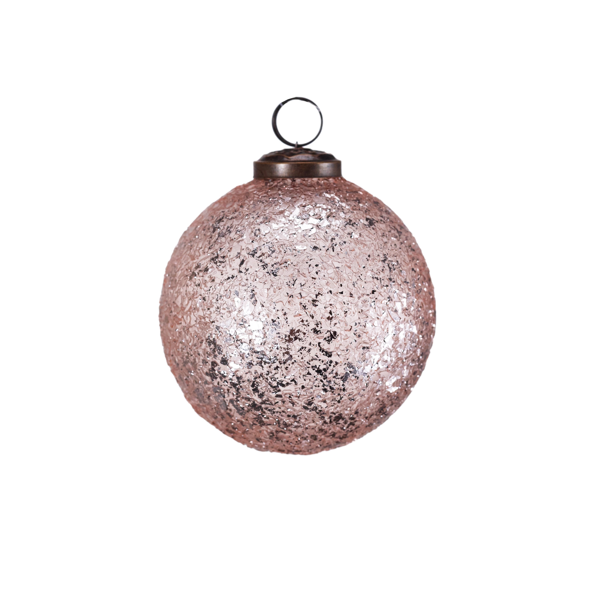 Glass christmas Ball with design, Pink