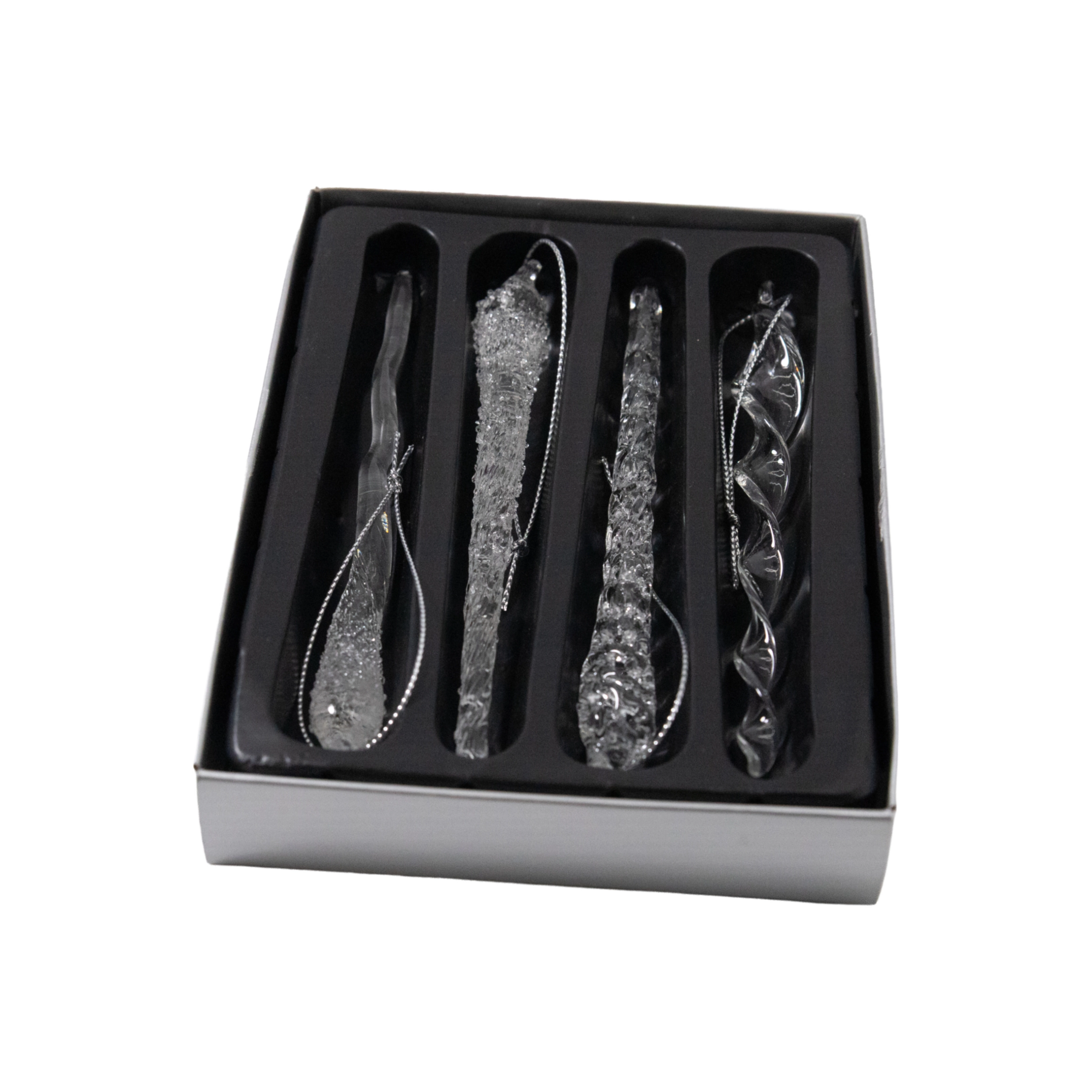 Glass Christmas decoration Icicle assorted, 4 pcs