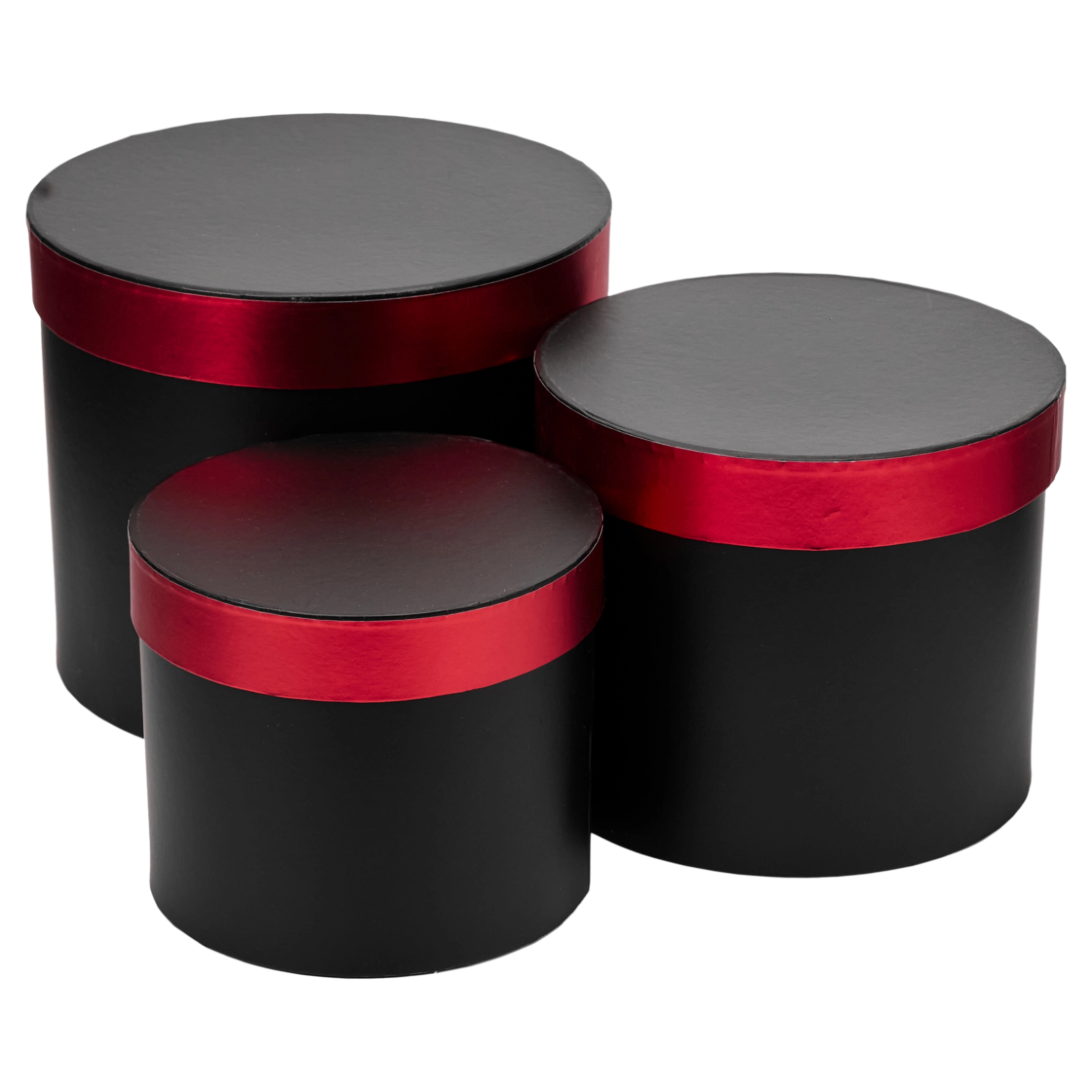 Flower box wih lead D23xH19.5, D20xH17, D17xH14 cm Black