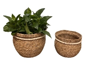 Seagrass baskets D30xH25, D24xH19 cm, 2 pcs