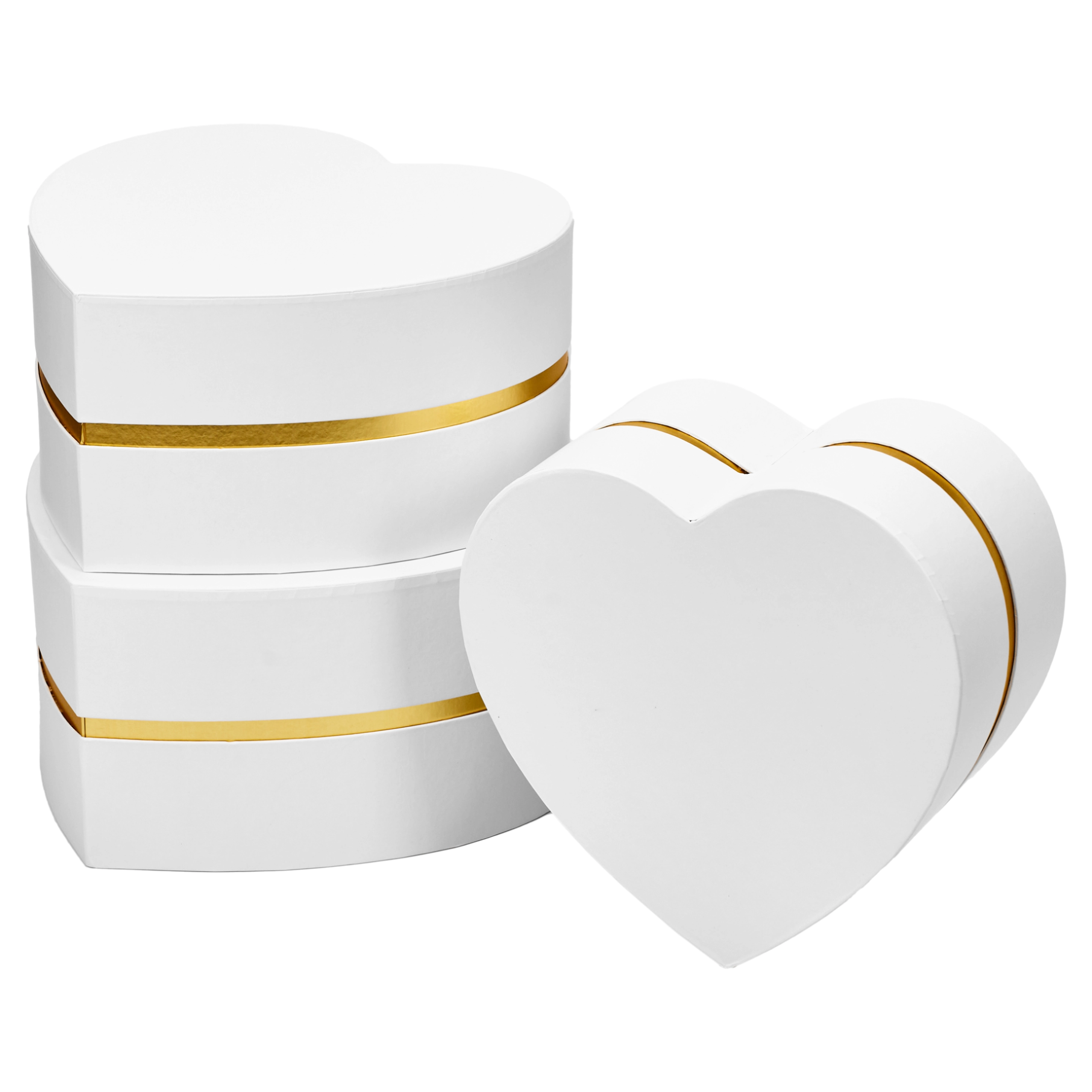 Flower box Heart 26x25x13.5, 24.5x24x12.5, 22.5x22x11 cm White