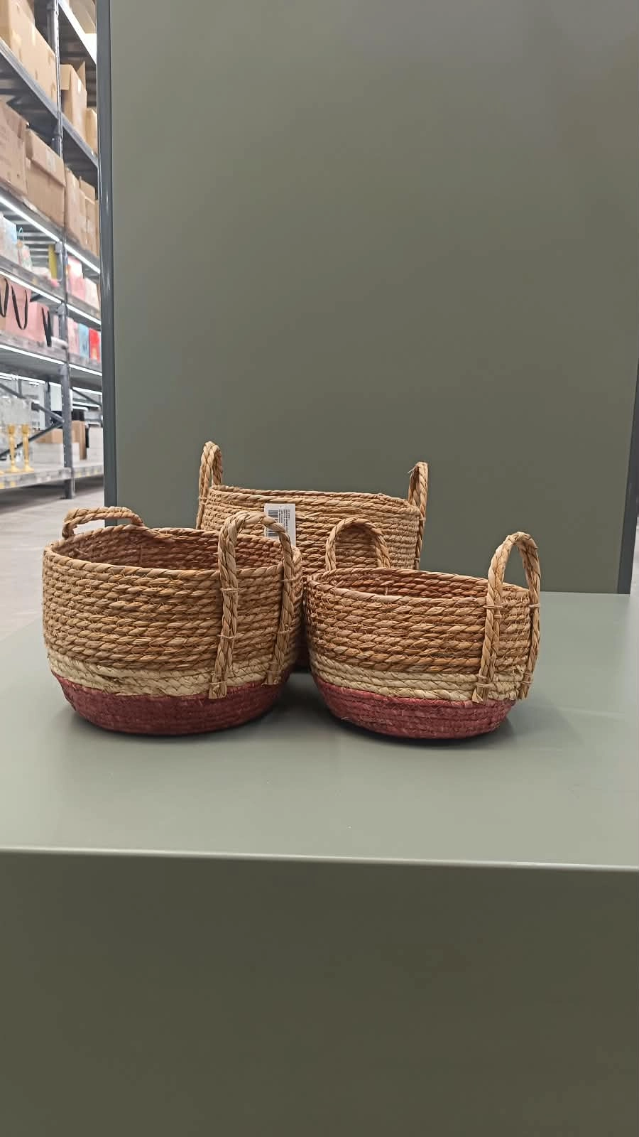 Seagrass baskets D33xH24, D30xH20, D26xH16 cm, 3 pcs