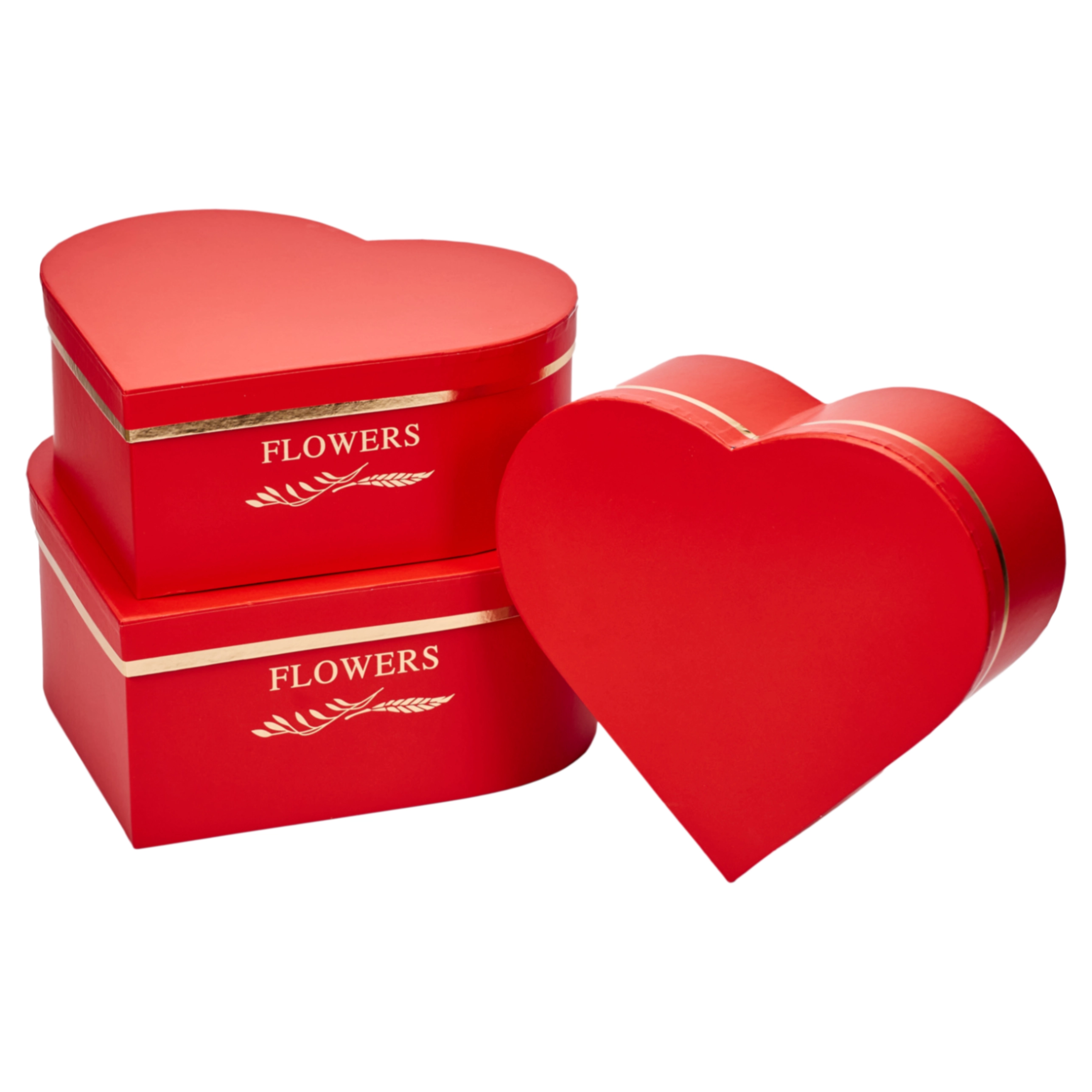 Flower box Heart 28.5x26x11, 26x23.5x10, 23.5x21x8.5 cm Red