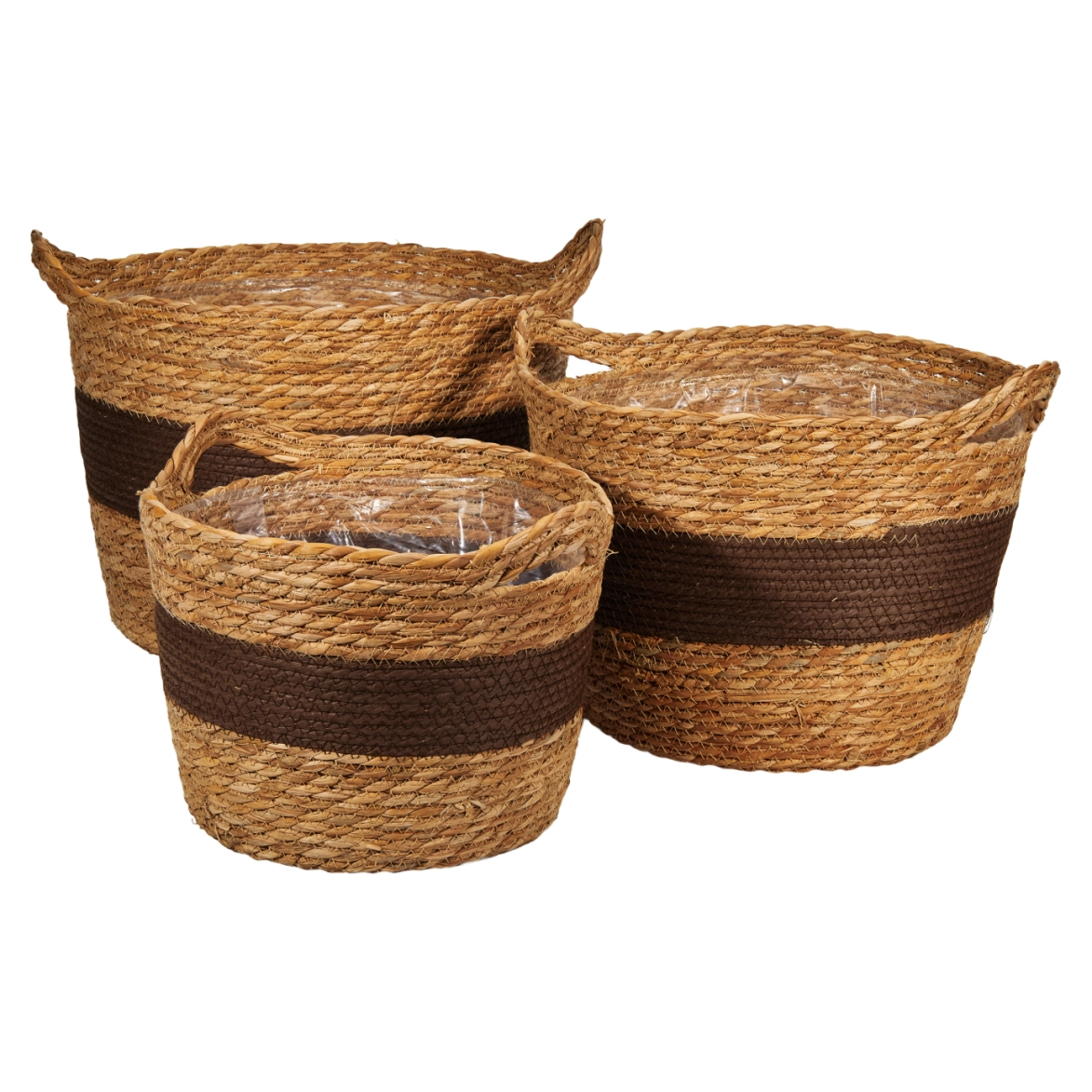 Seagrass baskets D37xH28, D33xH25, D28xH22 cm, 3 pcs