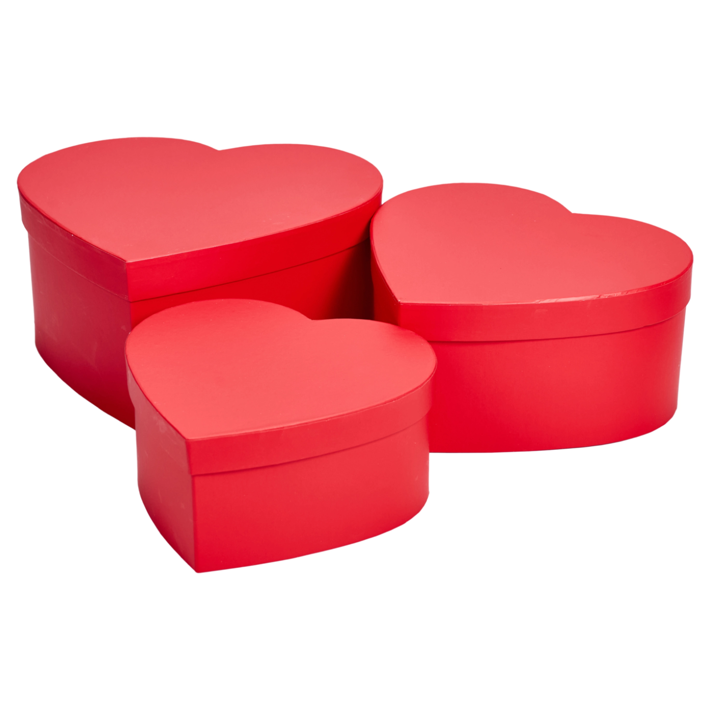 Flower box Heart 28.5x26x13.5, 24.5x23x11.5, 21x20x9.5 cm Red