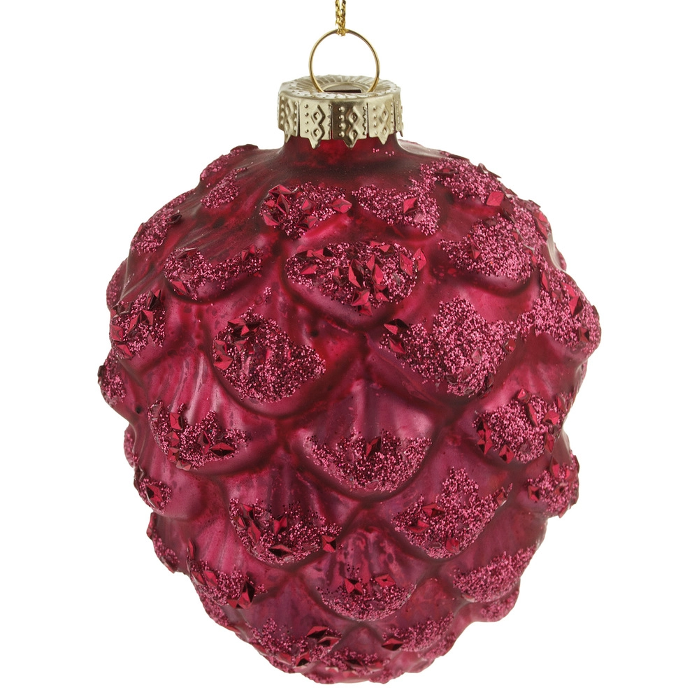 Christamas tree decoration Pine Shiny Glass, Pink | Wholesale flowers, plants and supplies Christamas tree decoration Pine Shiny Glass, Pink