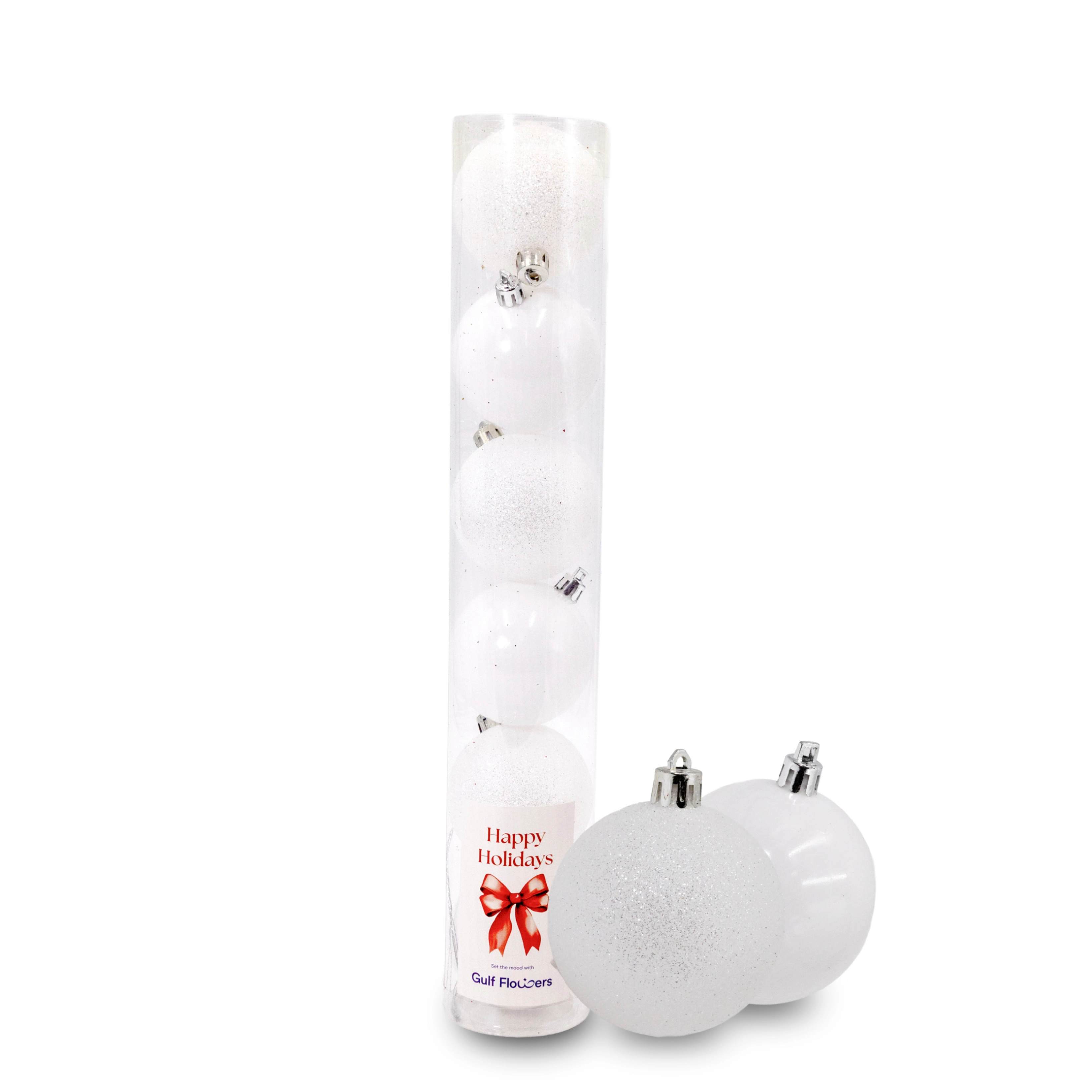 Plastic Сhristmas balls, shiny/glitter, 6pcs