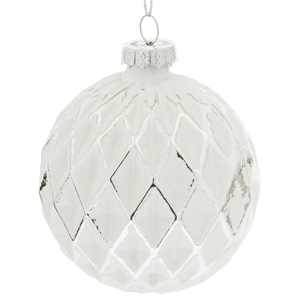 Glass christmas Ball, White | Wholesale flowers, plants and supplies Glass christmas Ball, White