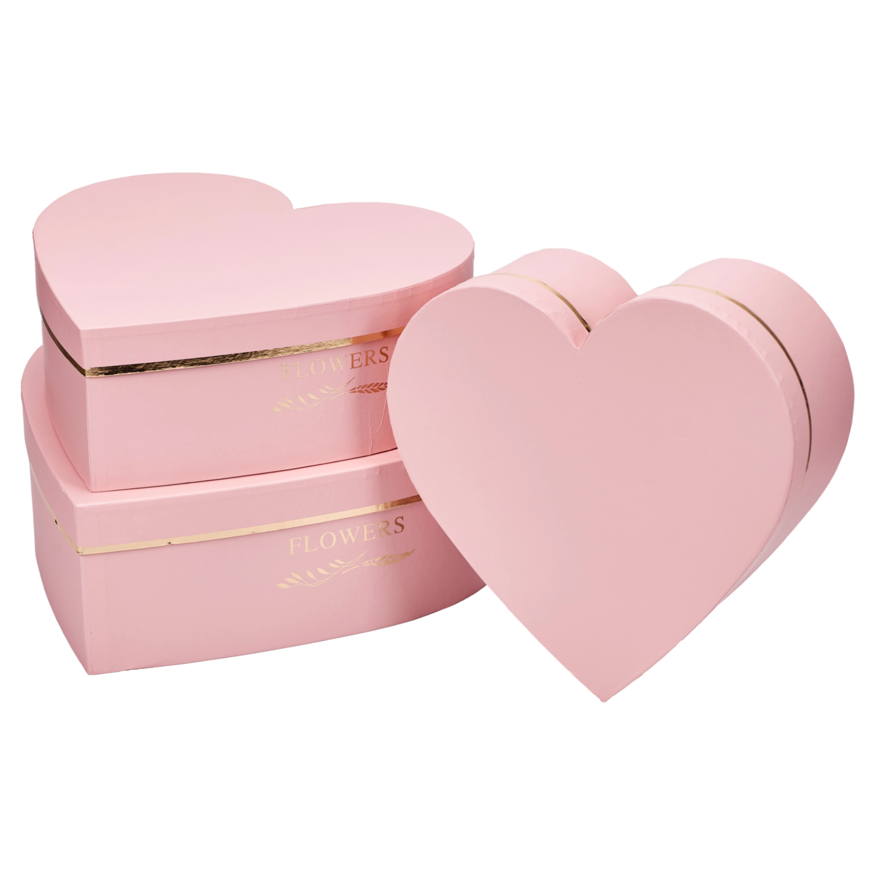 Flower box Heart 33x32.5x11.5, 29x28.5x10.5, 26x25x9.5 cm Pink