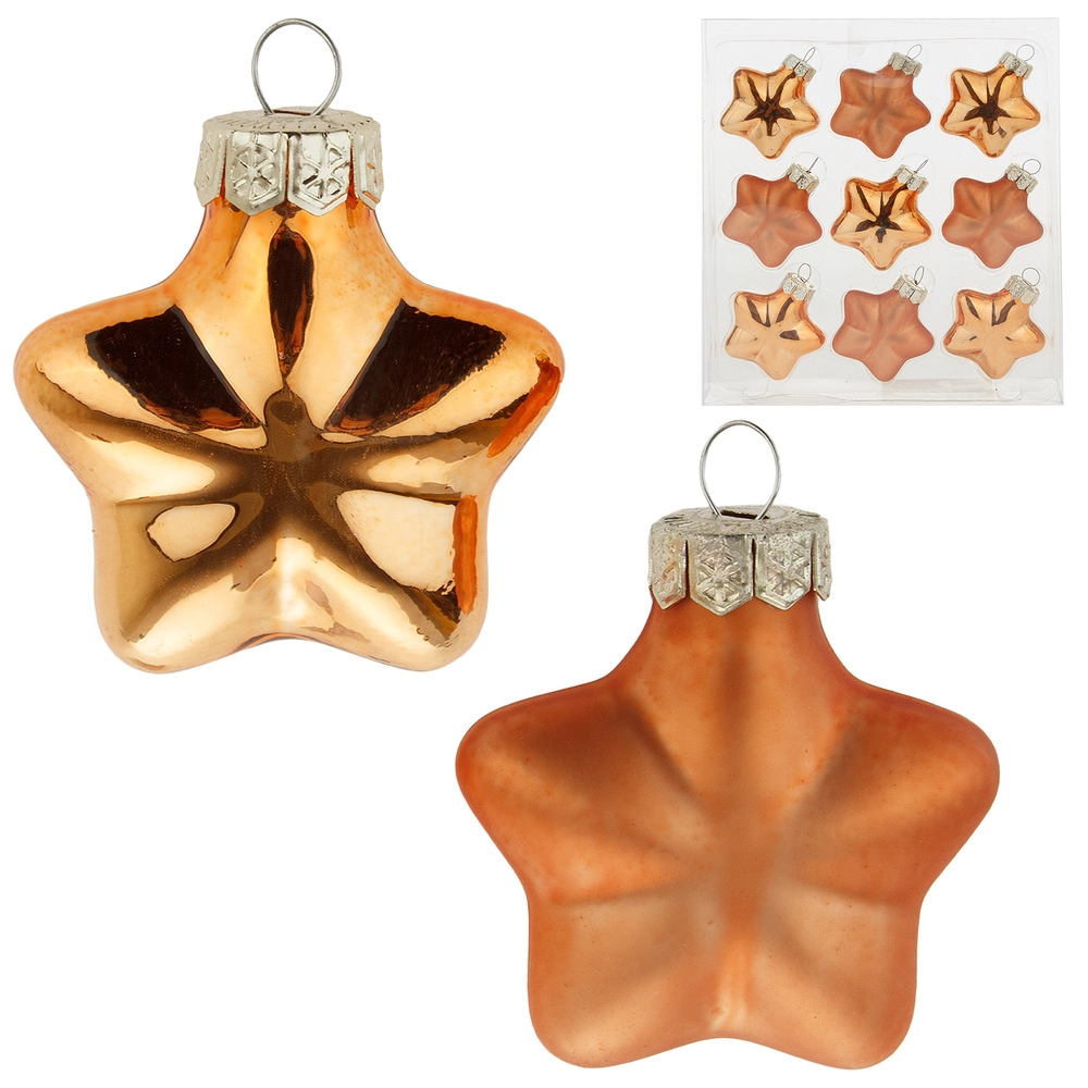 Glass Christmas decoration Star, 9pcs, Gold