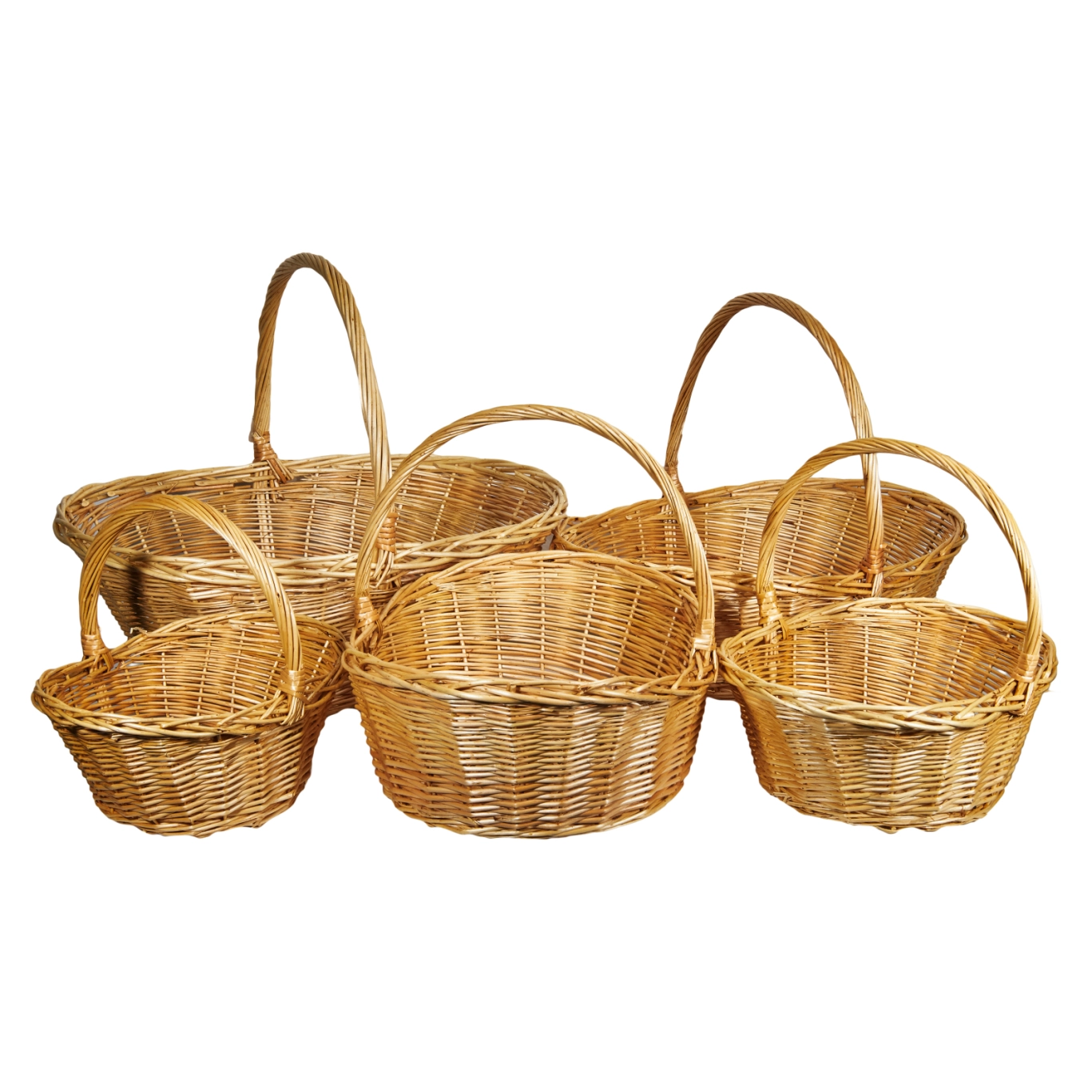 Willow baskets D75XH64, D67XH56, D59XH49, D51XH41, D45XH35 cm, 5 pcs