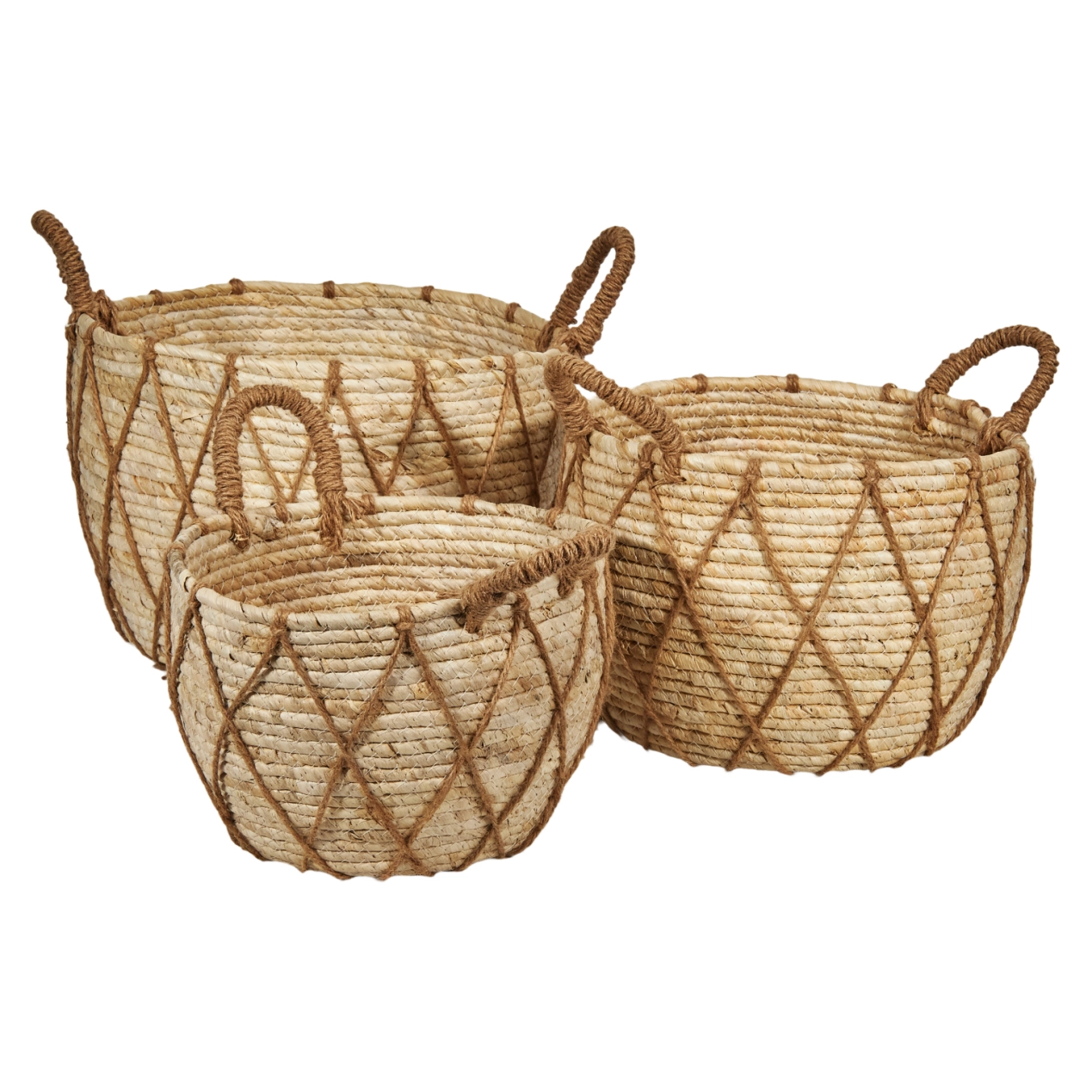 Seagrass baskets D33xH24, 29xH21, D24xH18 cm, 3 pcs