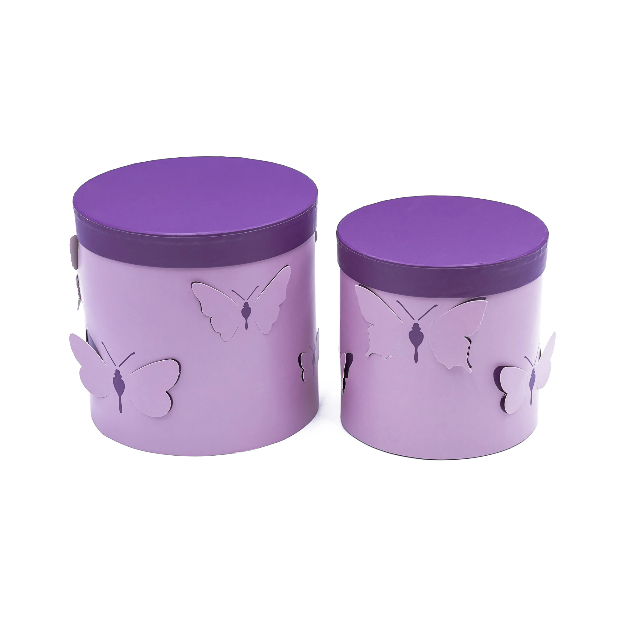 Flower box Butterfly with led D19,5xH19, D16,8xH16,5cm, 2pcs