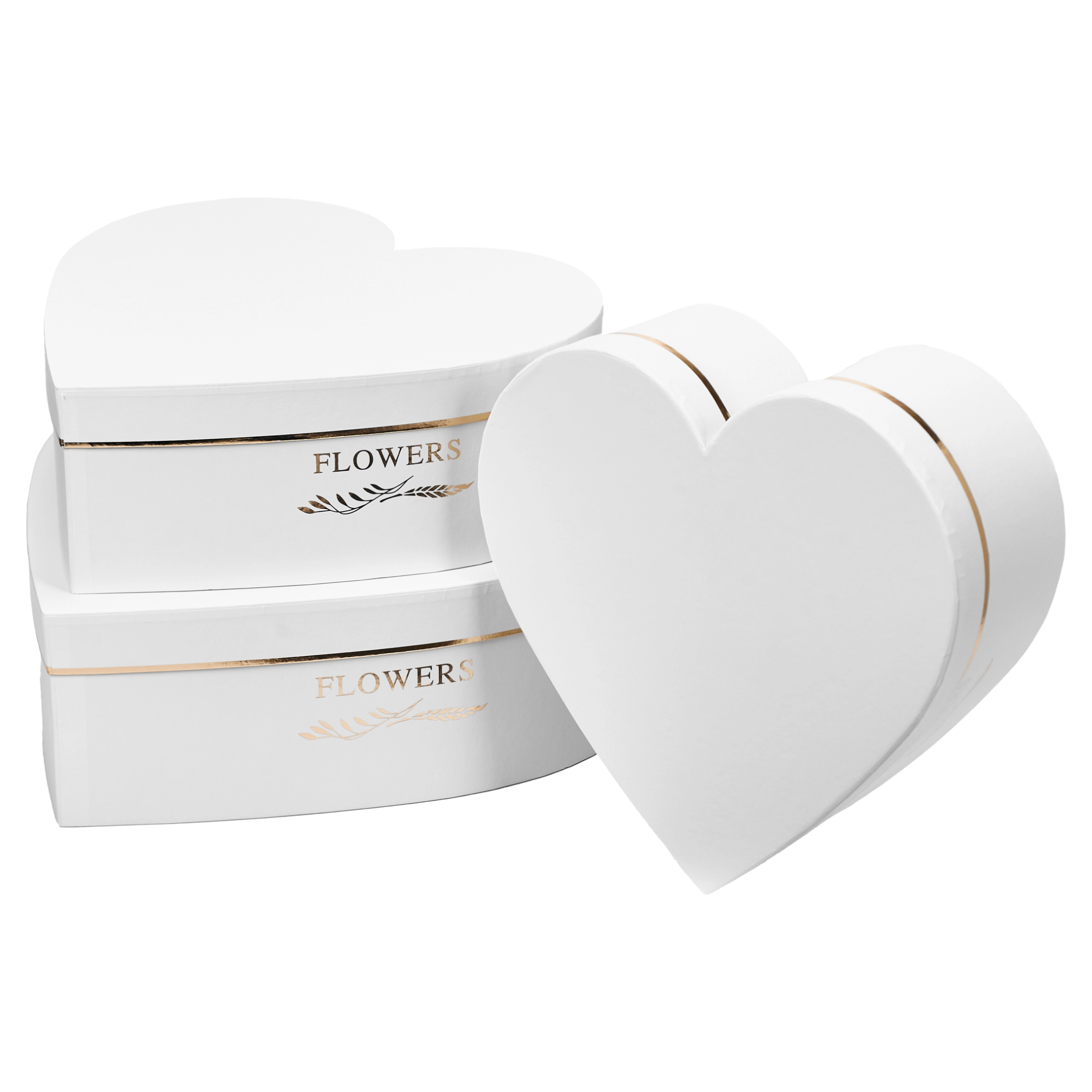 Flower box Heart 33x32.5x11.5, 29x28.5x10.5, 26x25x9.5 cm White