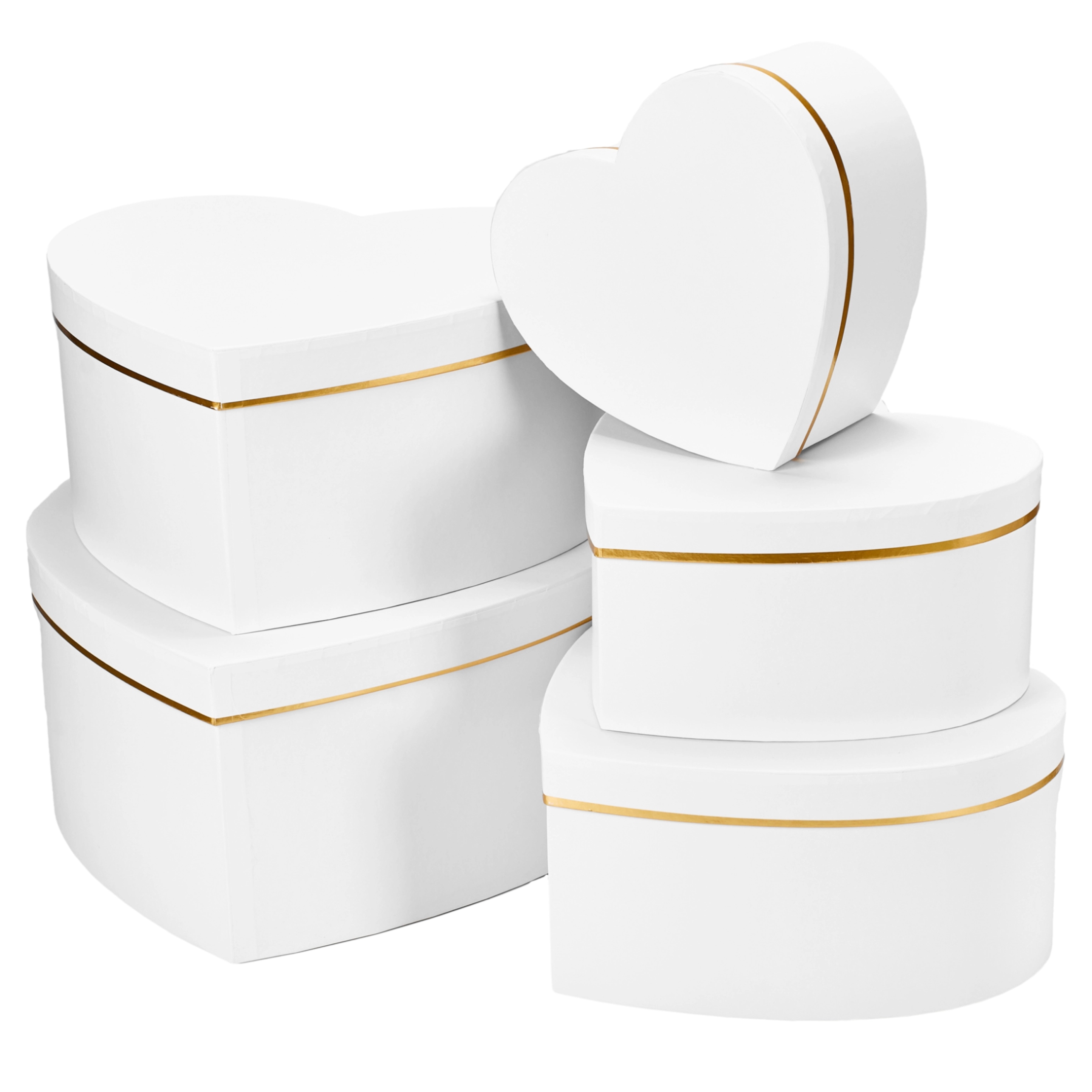 Flower box Heart 33.5x31x16, 30x28x14.5, 26.5x25x13, 23x21.5x11.5, 19.5x18x10 cm White