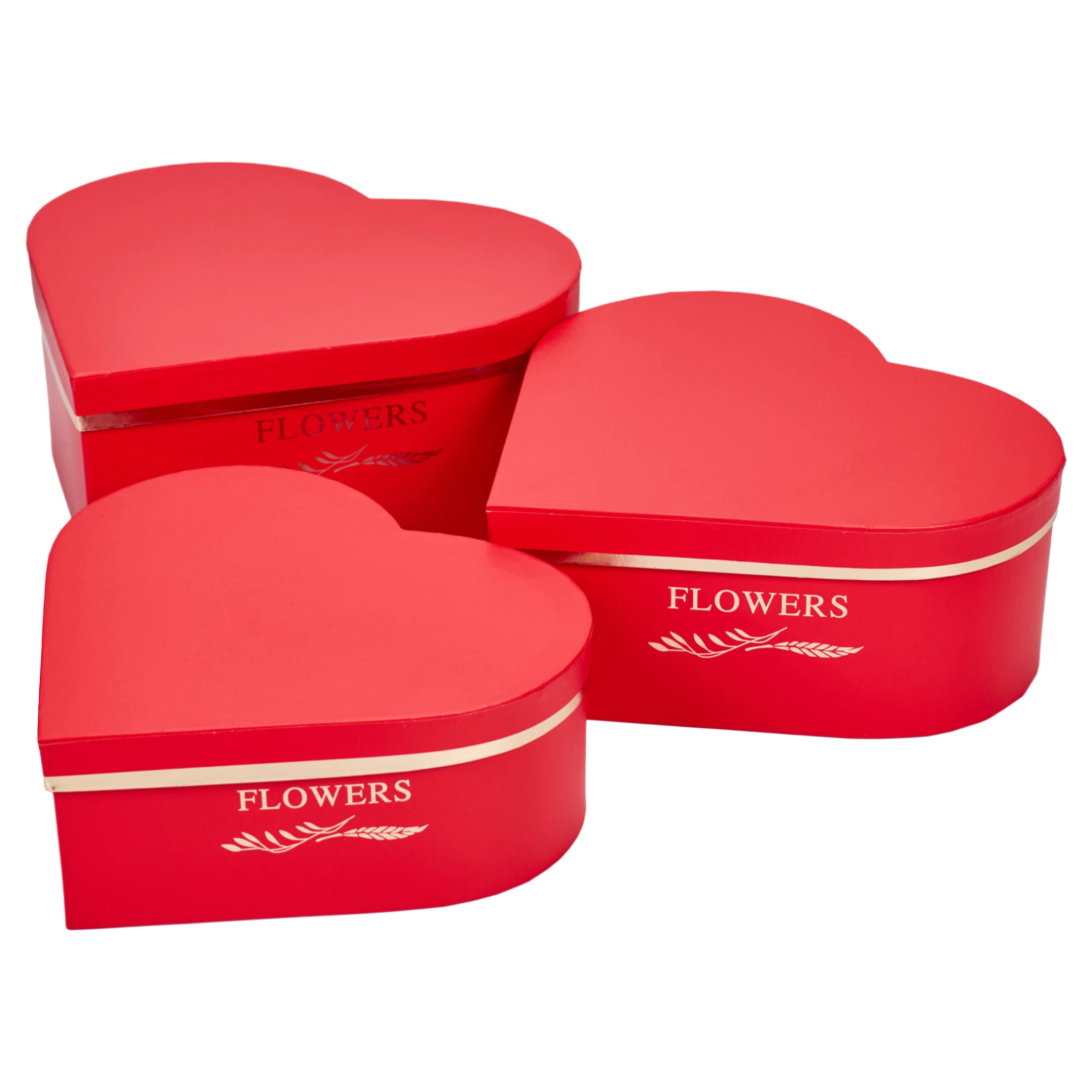 Flower box Heart 28.5x26x11, 26x23.5x10, 23.5x21x8.5 cm Red