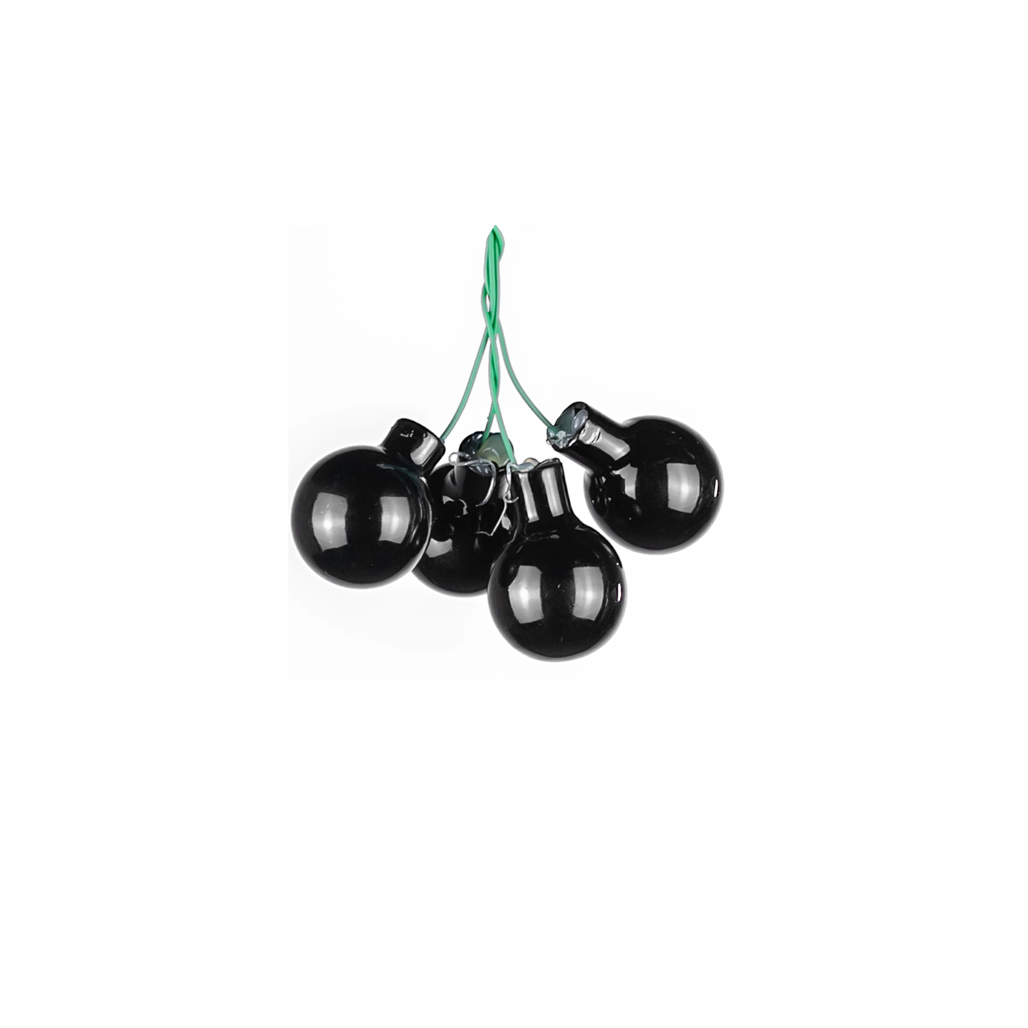 Glass Сhristmas balls on wire, plain , 144 pcs, Black