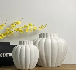 Ceramic vase ribbed