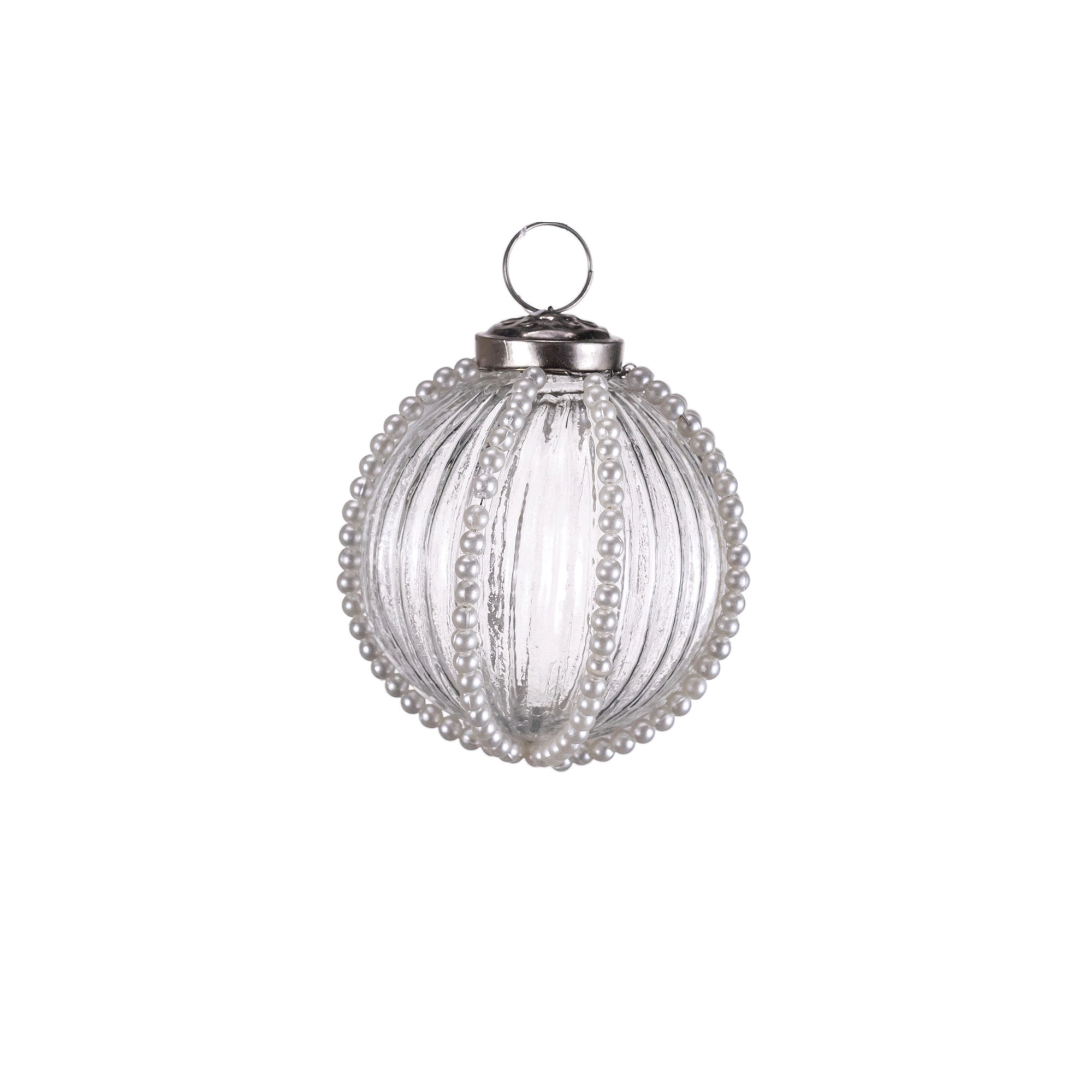 Glass christmas Ball with beads, Transparent | Wholesale flowers, plants and supplies Glass christmas Ball with beads, Transparent