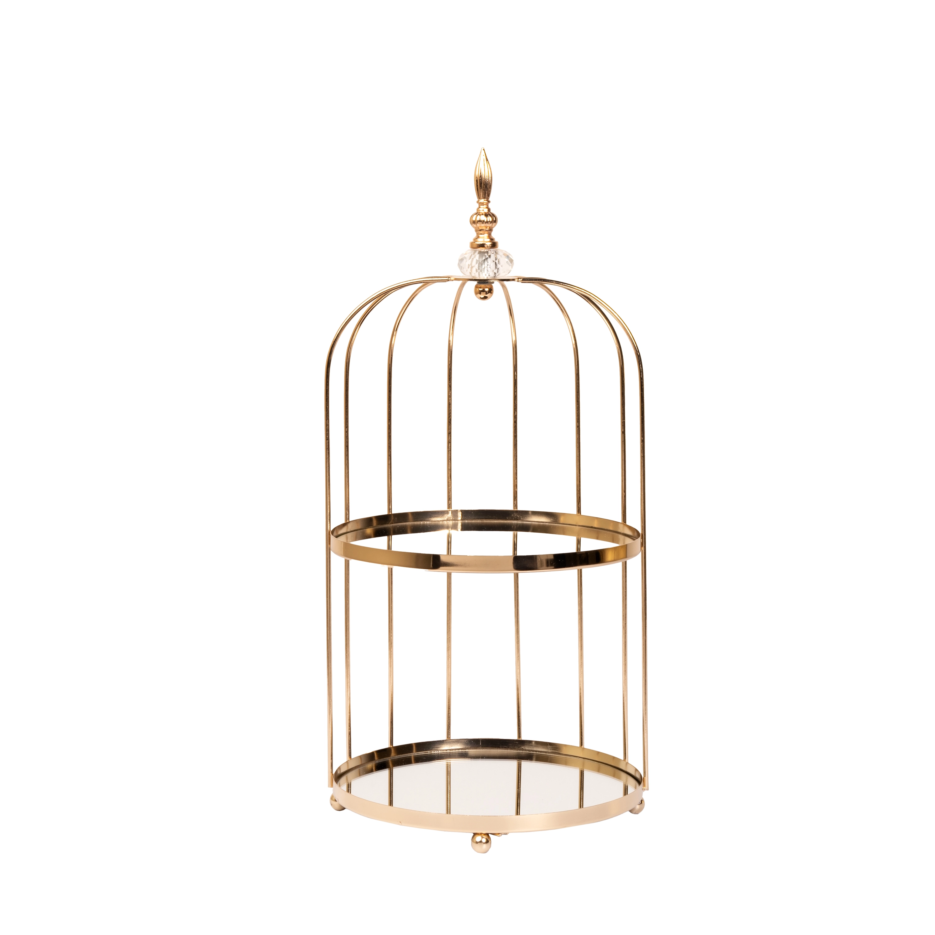 Metal cage stand with 2 mirror layers | Wholesale flowers, plants and supplies Metal cage stand with 2 mirror layers