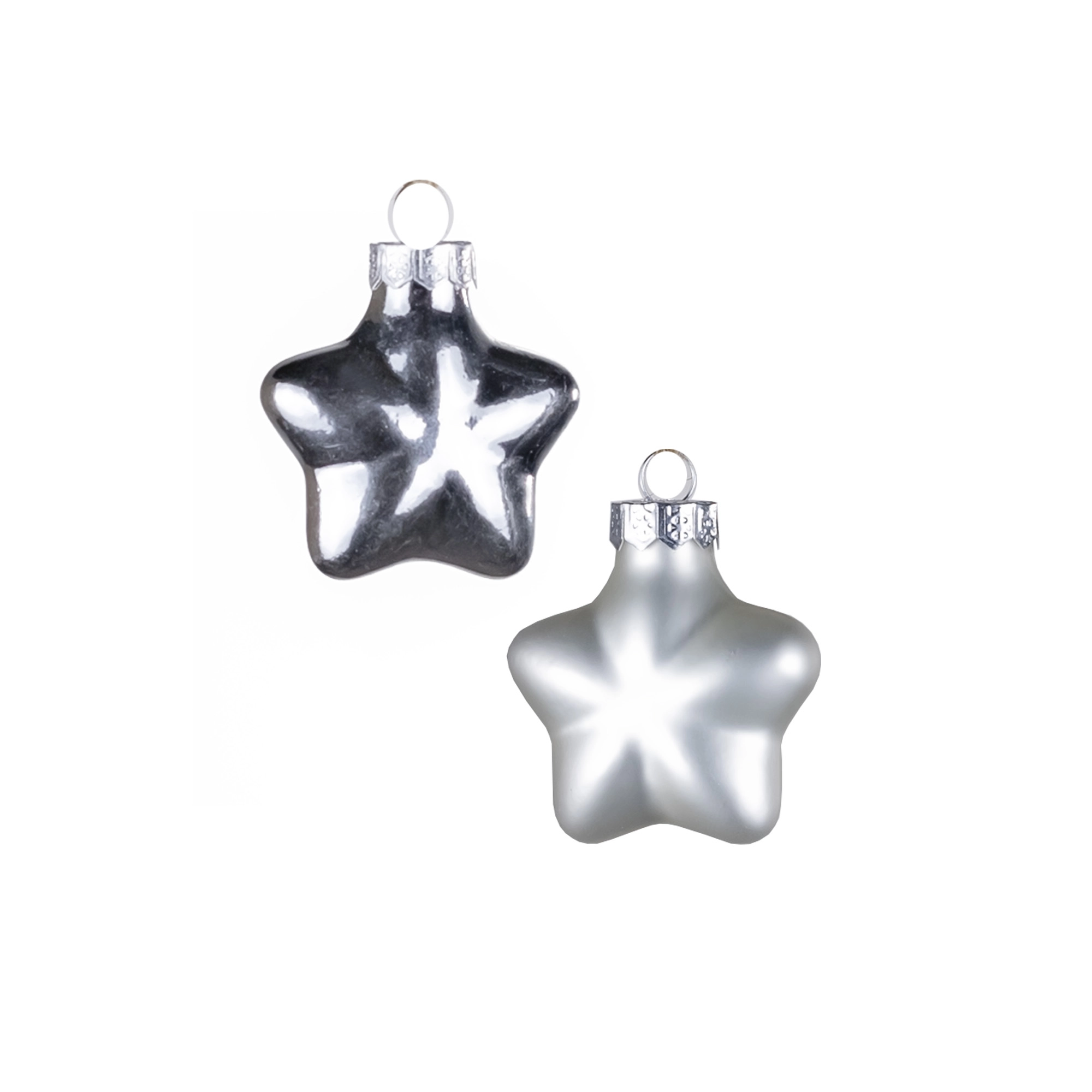 Glass Christmas decoration Star, 9pcs, Silver