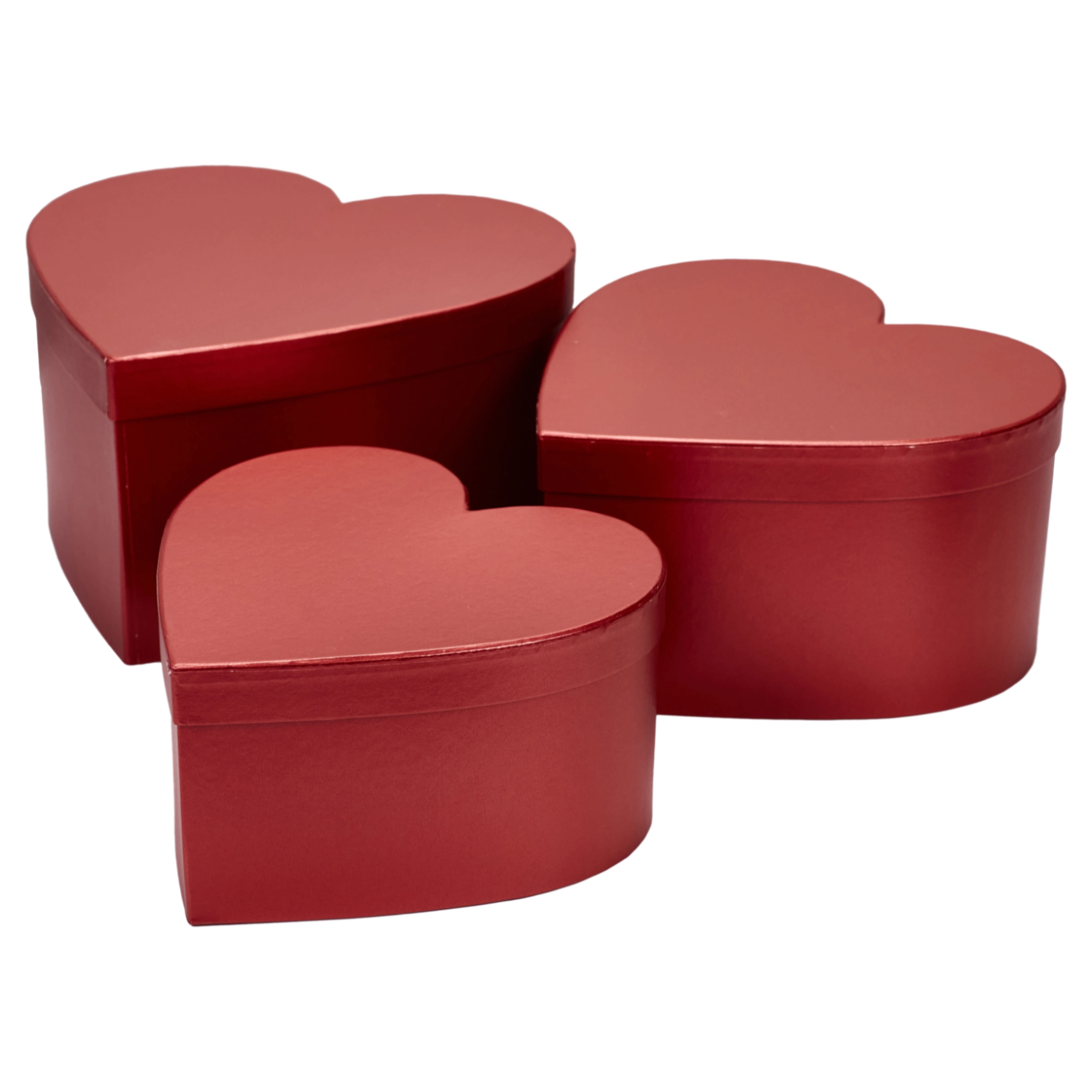 Flower box Heart 29x28x16, 26x25x14, 23x22x12 cm Dark red