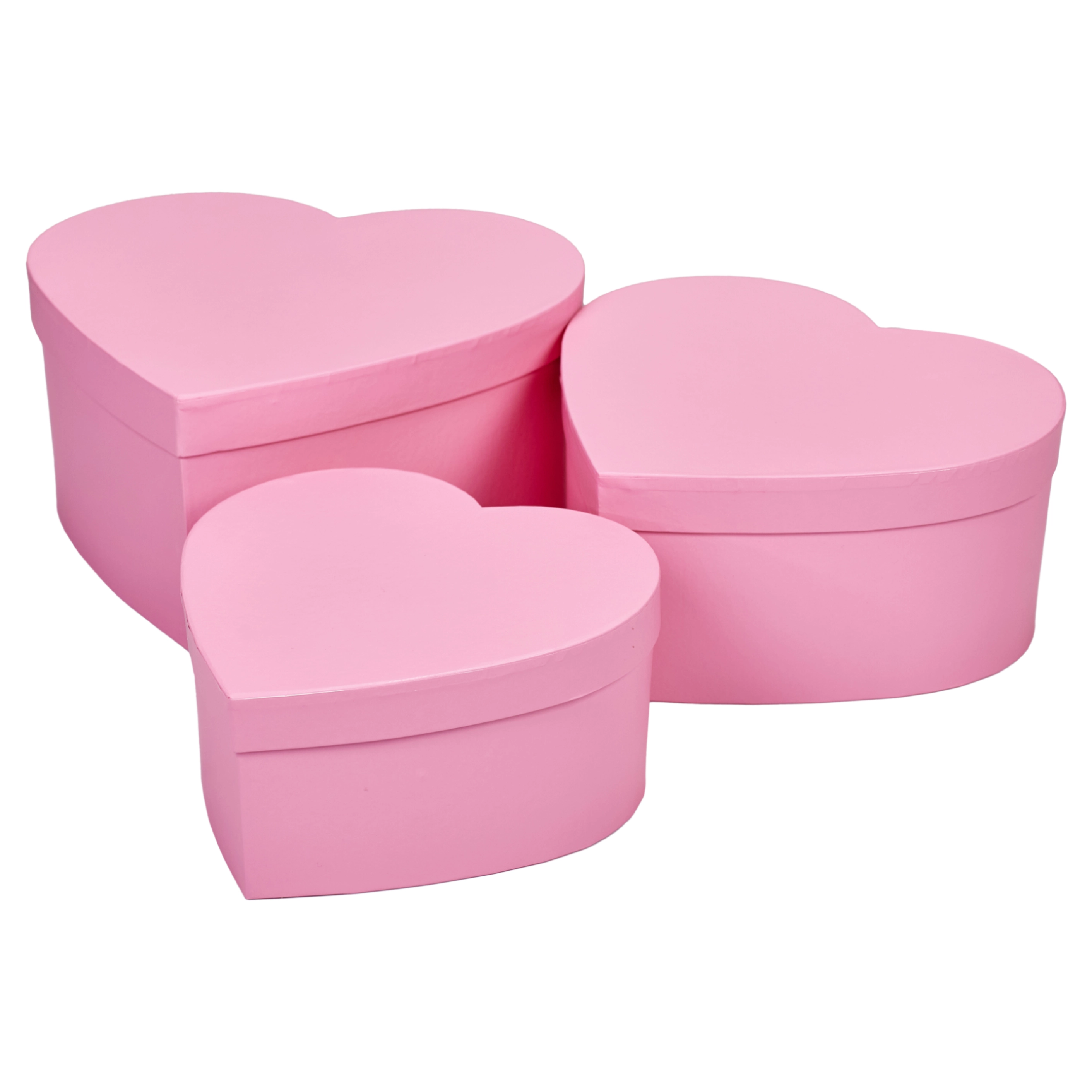 Flower box Heart 28.5x26x13.5, 24.5x23x11.5, 21x20x9.5 cm Pink