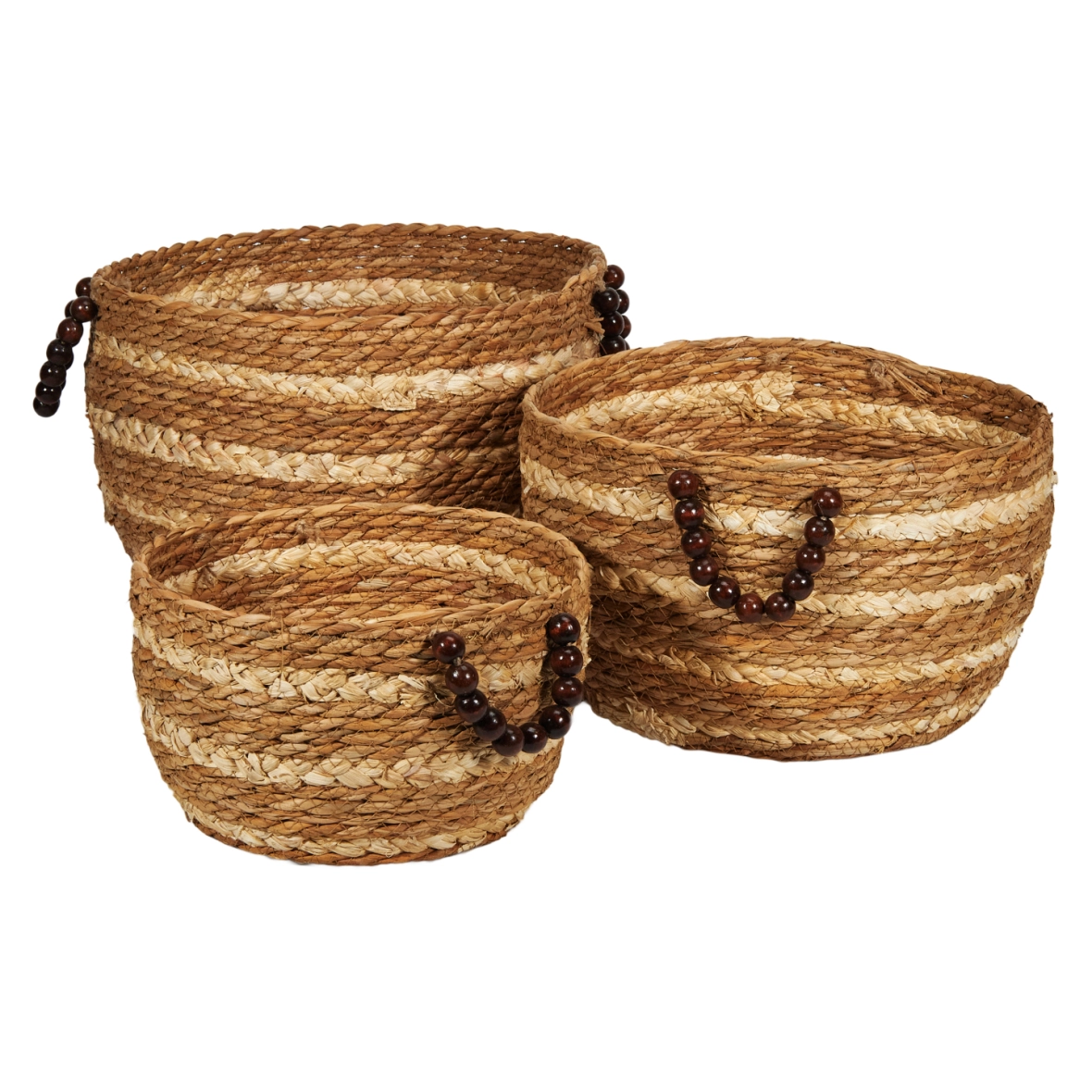 Seagrass baskets D33xH25, 27xH20, D24xH16 cm, 3 pcs