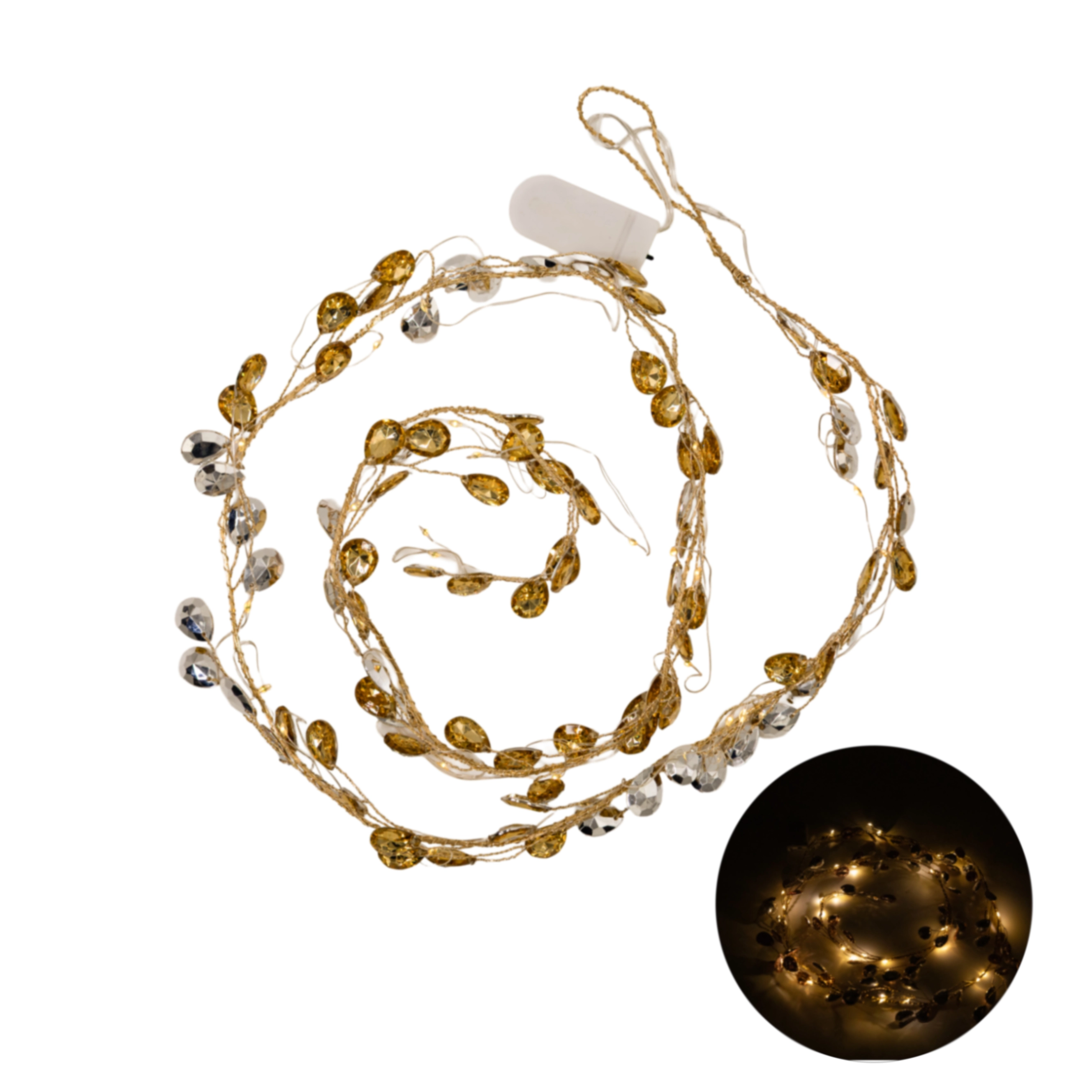 Christmas garland with crystals with light | Wholesale flowers, plants and supplies Christmas garland with crystals with light