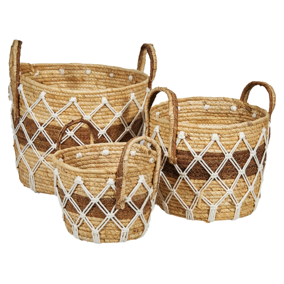 Seagrass baskets D30xH34, D25xH27, D20xH20 cm, 3 pcs
