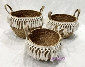 Seagrass baskets D32xH26, D28xH23, D24xH18 cm, 3 pcs