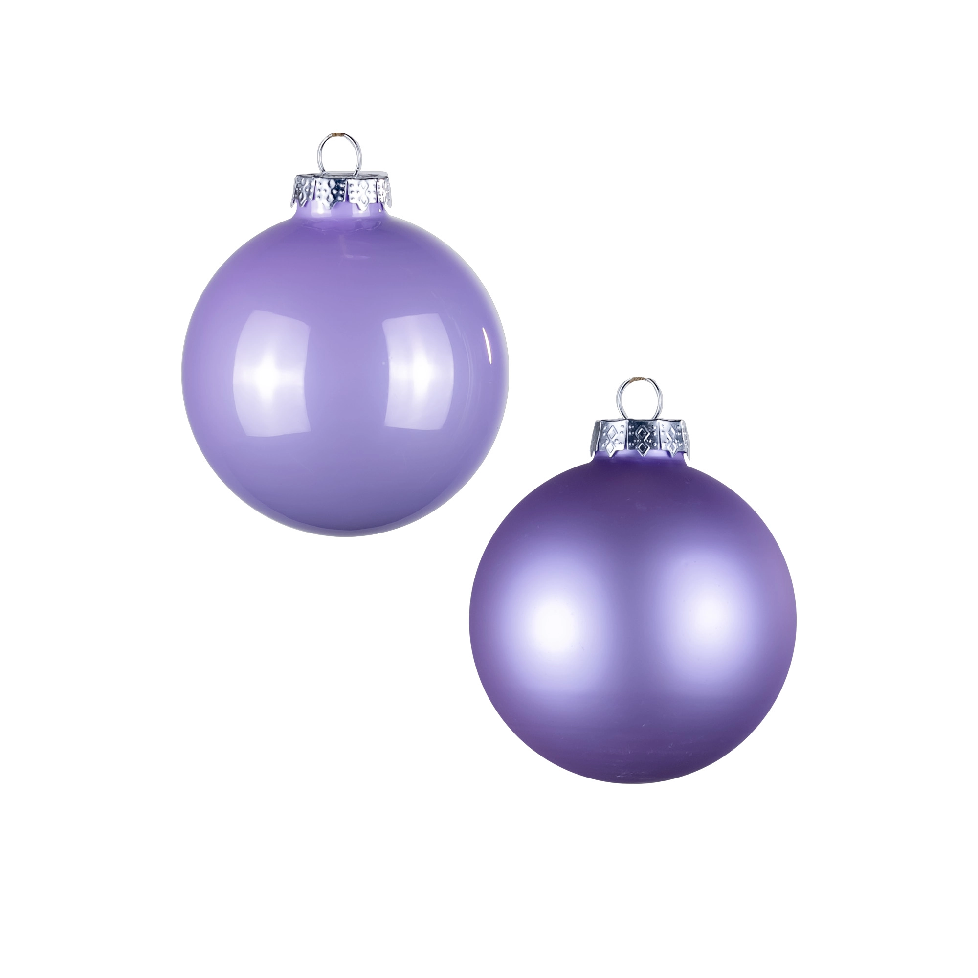 Glass Сhristmas balls, plain , 16pcs, Purple