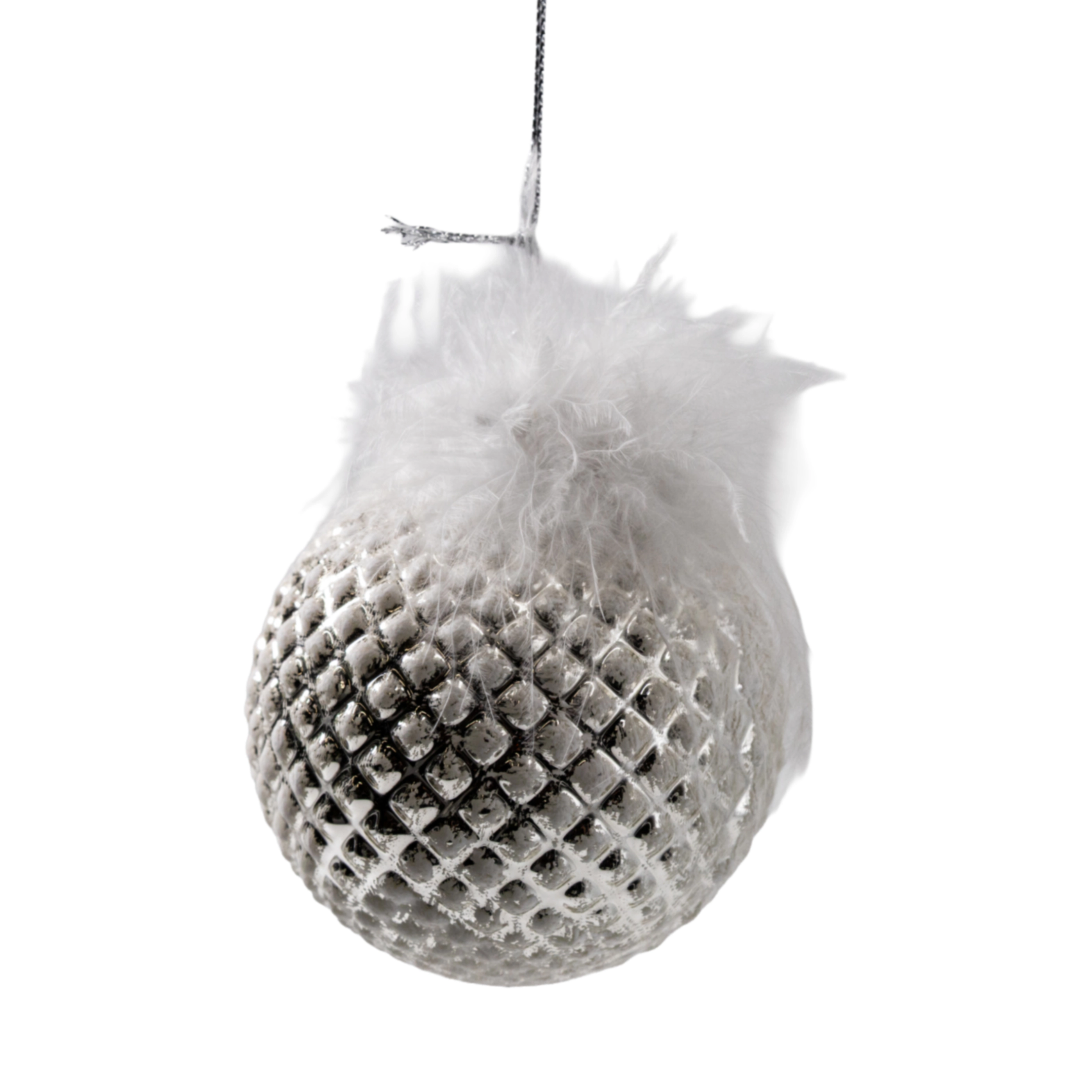 Glass Christmas ball with feather | Wholesale flowers, plants and supplies Glass Christmas ball with feather