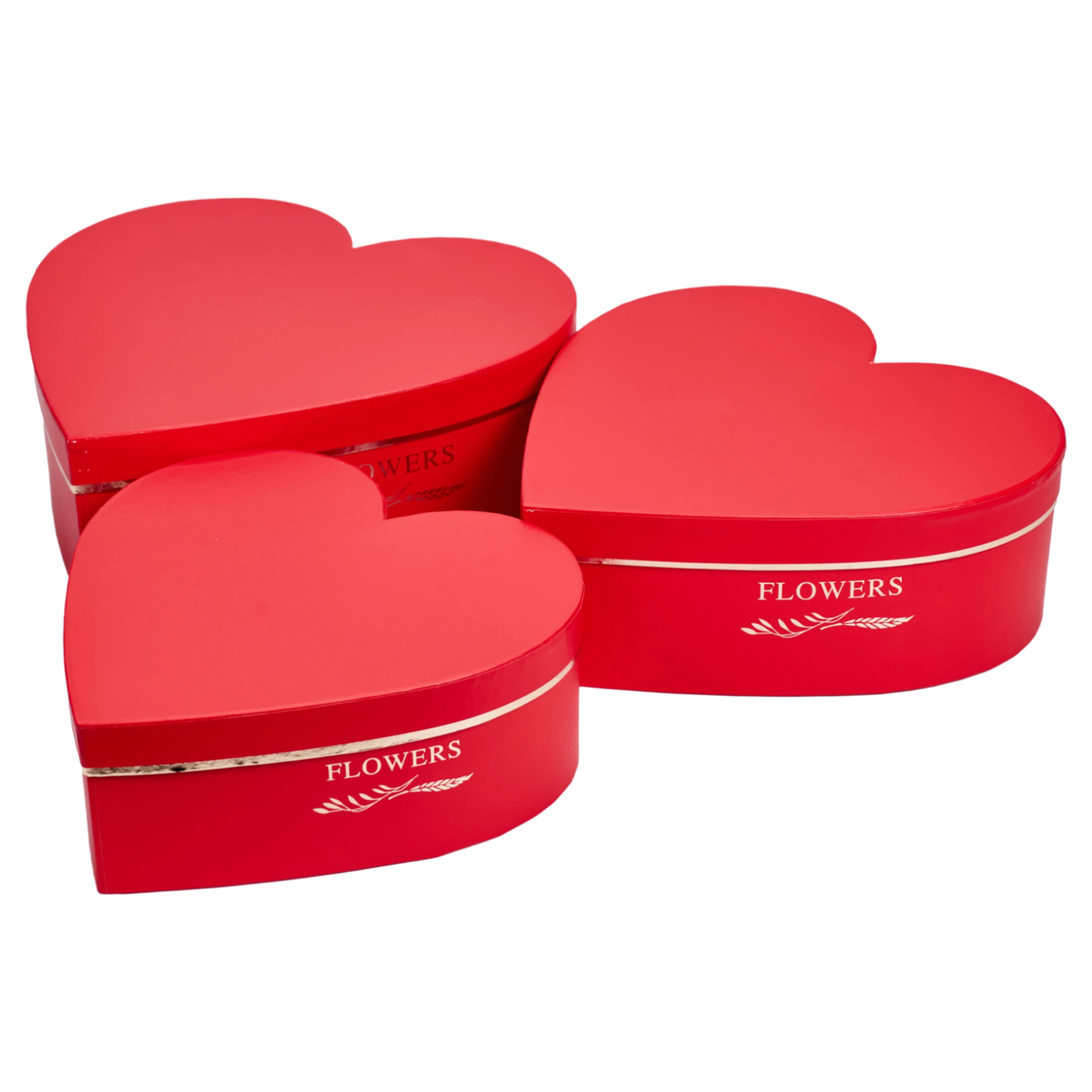 Flower box Heart 33x32.5x11.5, 29x28.5x10.5, 26x25x9.5 cm Red