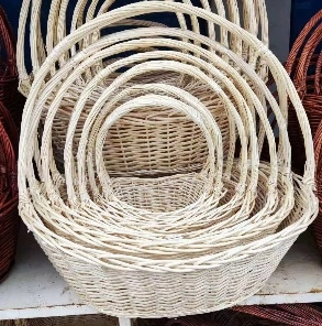 Willow baskets 80X63XH67, 70X55XH61, 60X46X55, 50X41X49, 43X35XH43, 35X25XH39, 29X20XH33 cm, 7 pcs