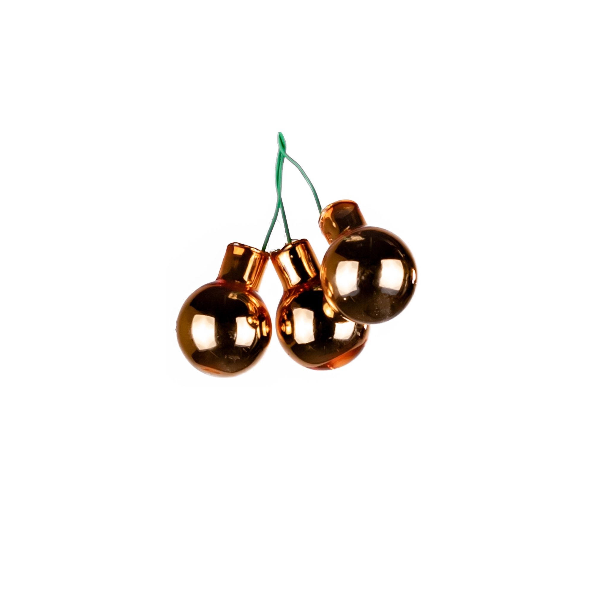 Glass Christmas balls on wire, plain , 144 pcs, Brown