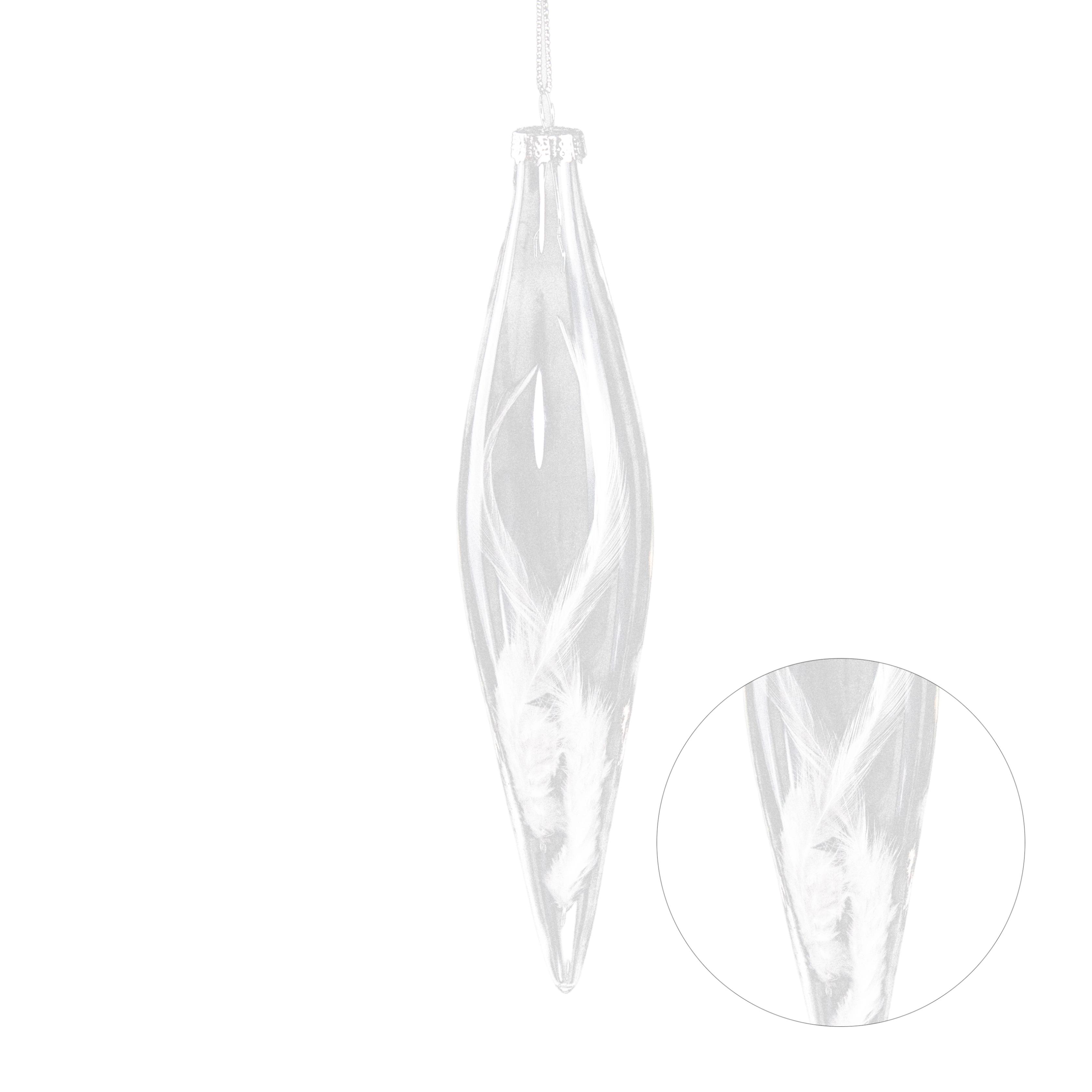 Glass Christmas decoration Icicle with feather | Wholesale flowers, plants and supplies Glass Christmas decoration Icicle with feather