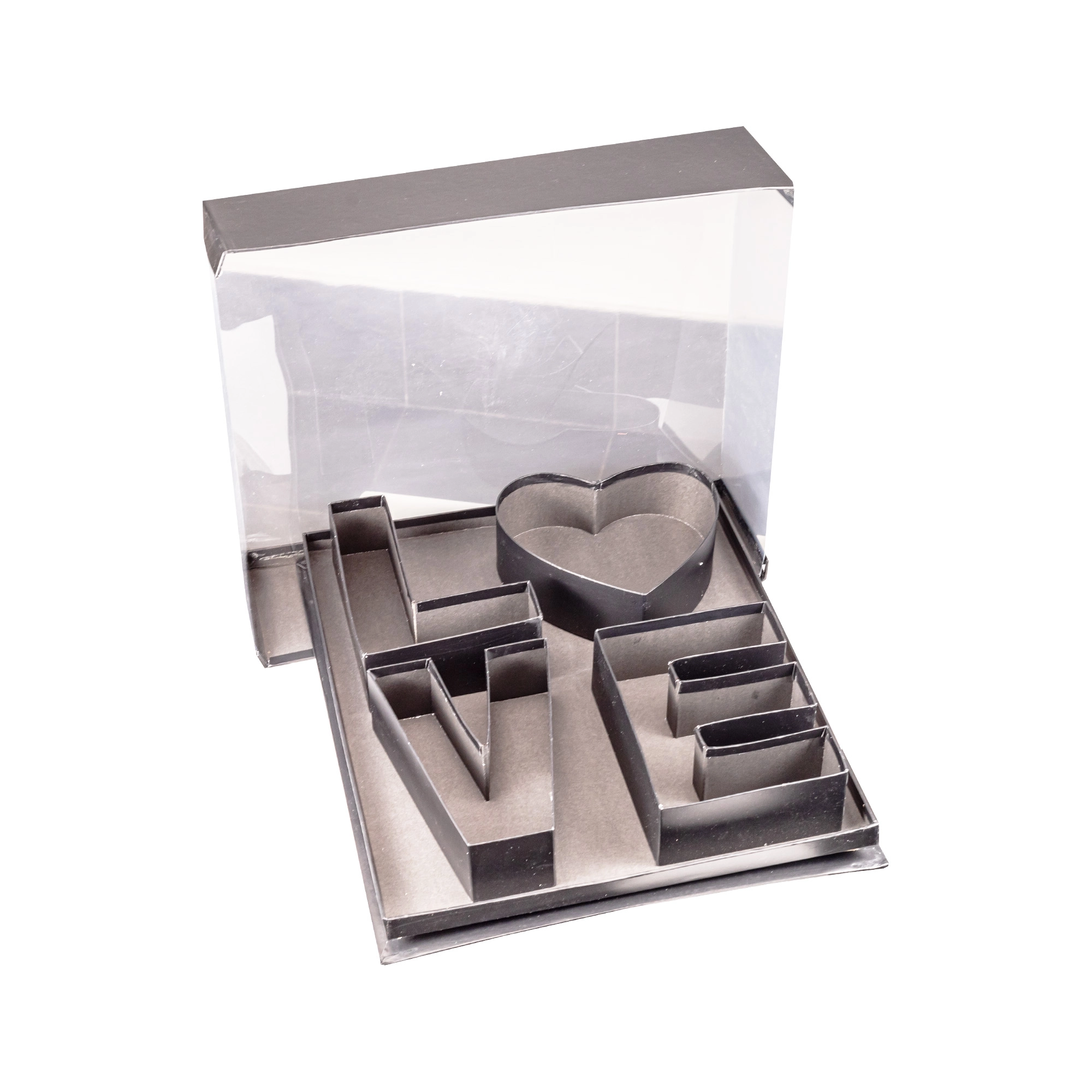 Flower box LOVE with transparent lead | Wholesale flowers, plants and supplies Flower box LOVE with transparent lead