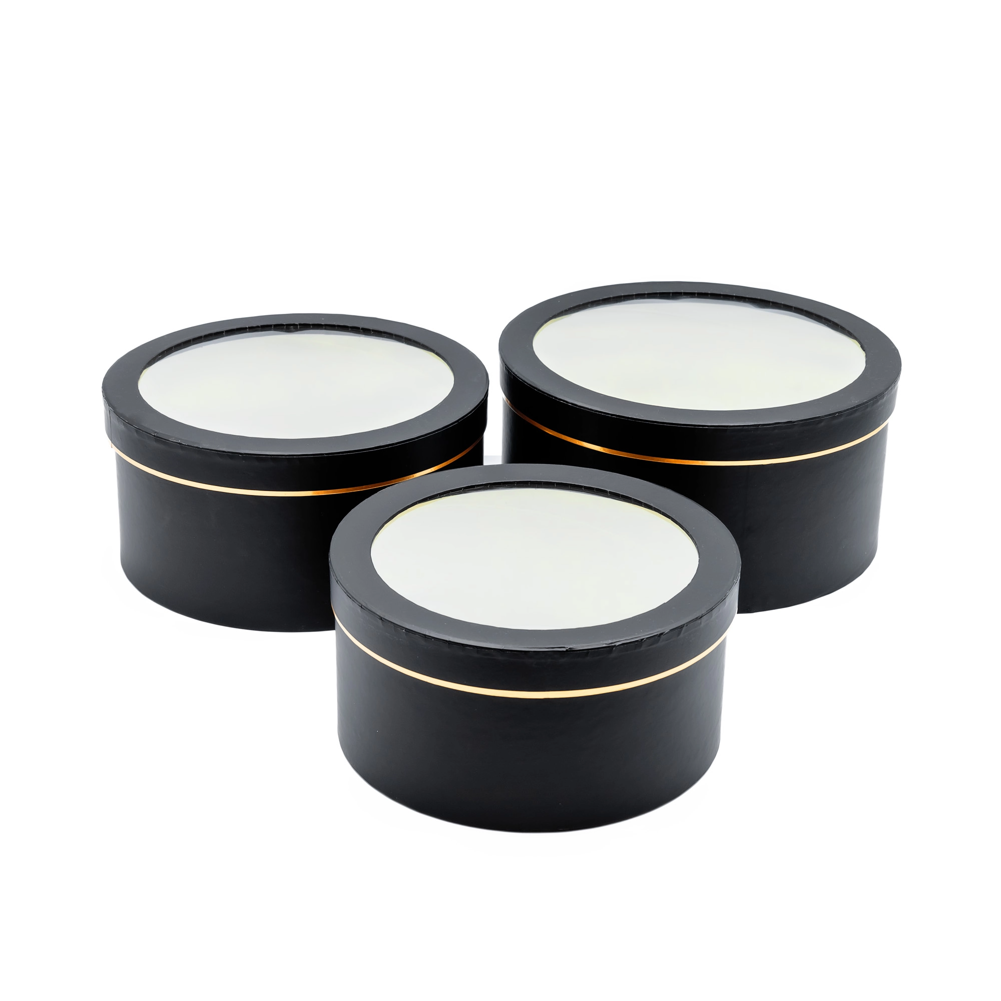 Flower box with window D24xH12, D23xH11, D20,4H10cm, 3pcs