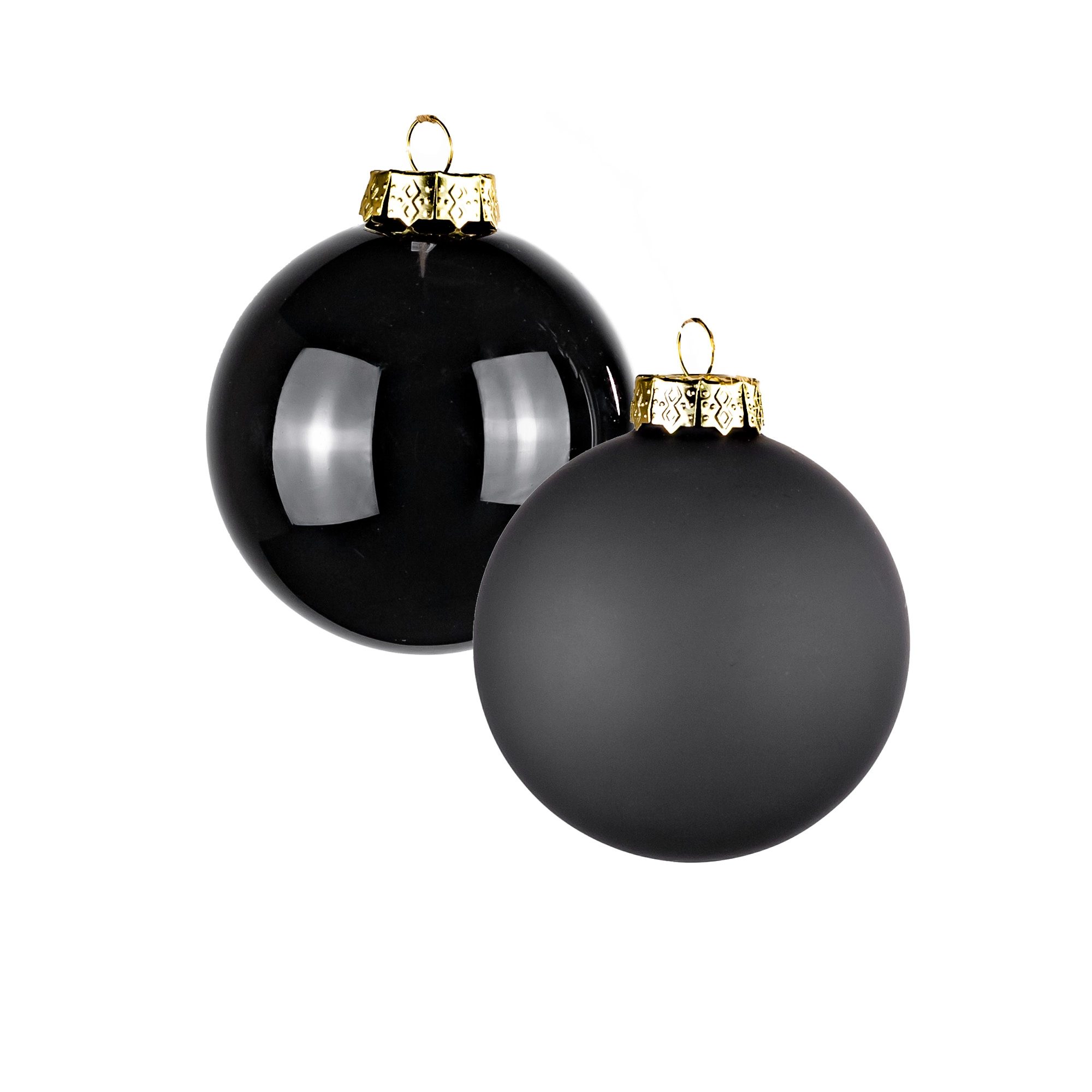 Glass Сhristmas balls, plain , 16pcs, Black