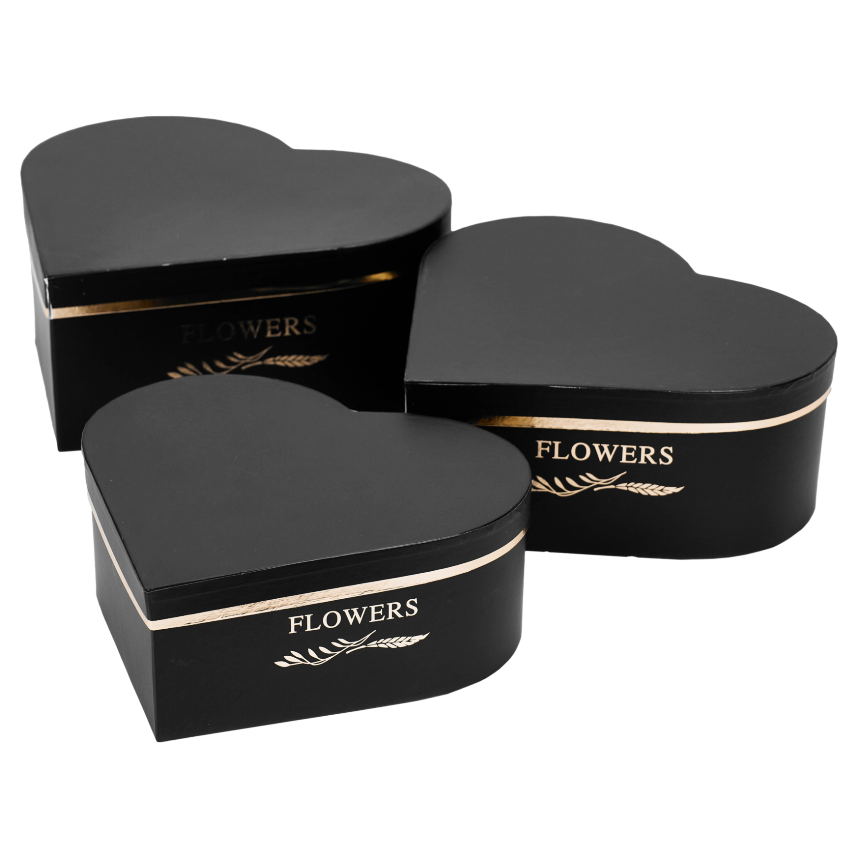 Flower box Heart 28.5x26x11, 26x23.5x10, 23.5x21x8.5 cm Black