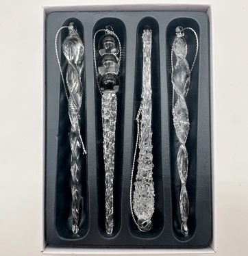 Glass Christmas decoration Icicle assorted, 4 pcs