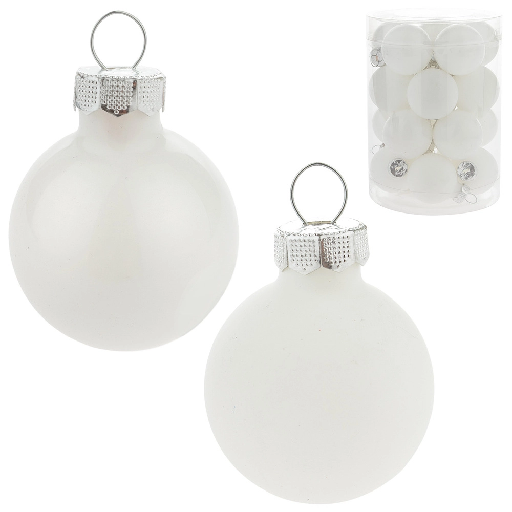 Glass Сhristmas balls, plain , 20pcs, White
