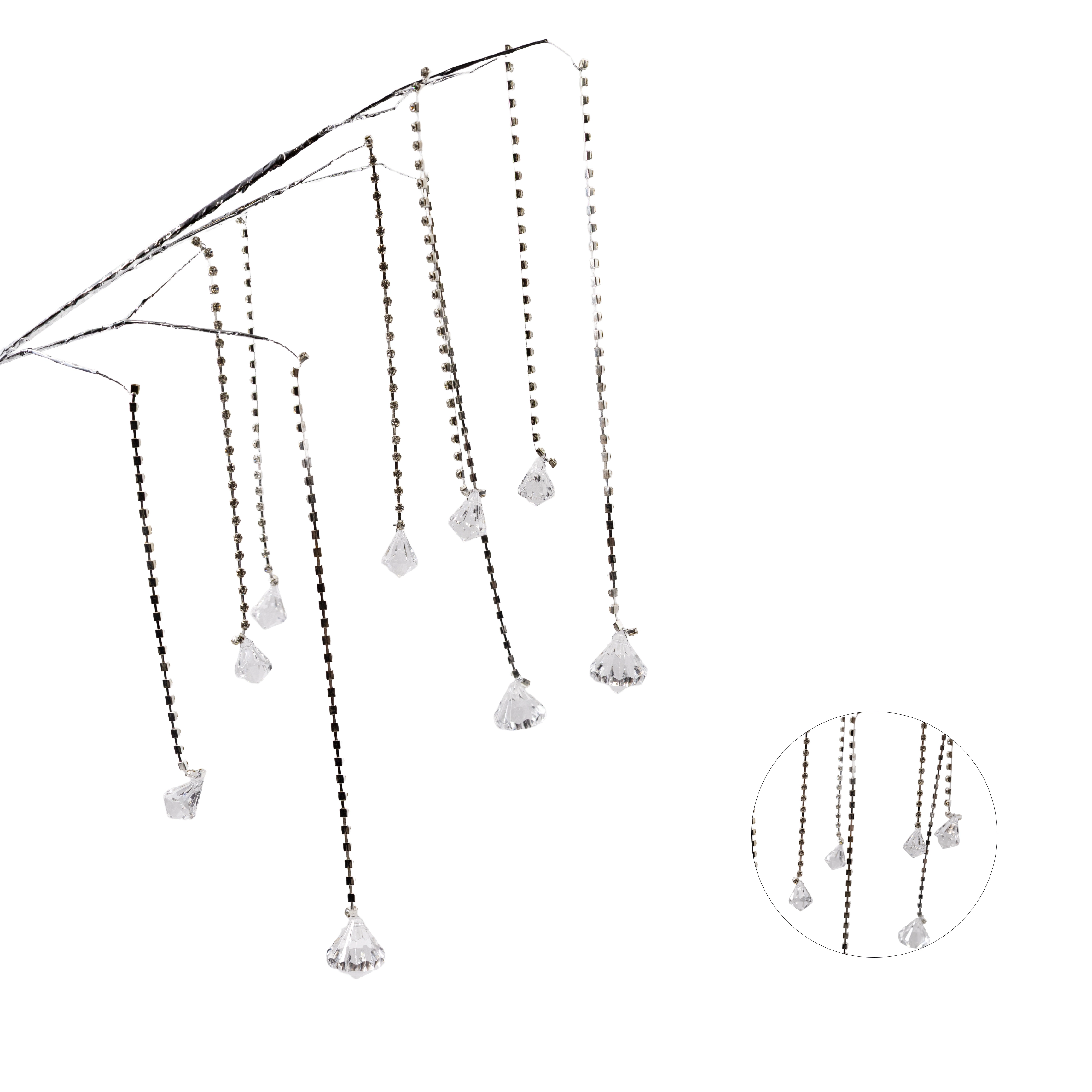 Christmas spray with crystals, Silver | Wholesale flowers, plants and supplies Christmas spray with crystals, Silver