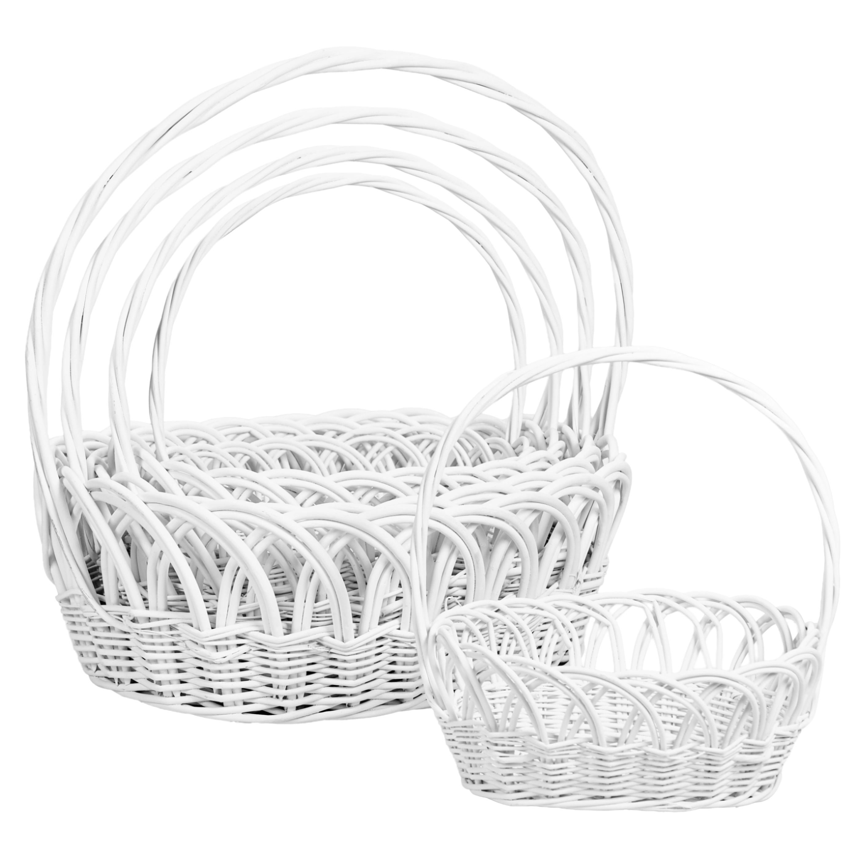 Willow baskets 57x48xH53, 50x43xH47, 41x34xH43, 36x29xH35, 30x24xH34, 5pcs