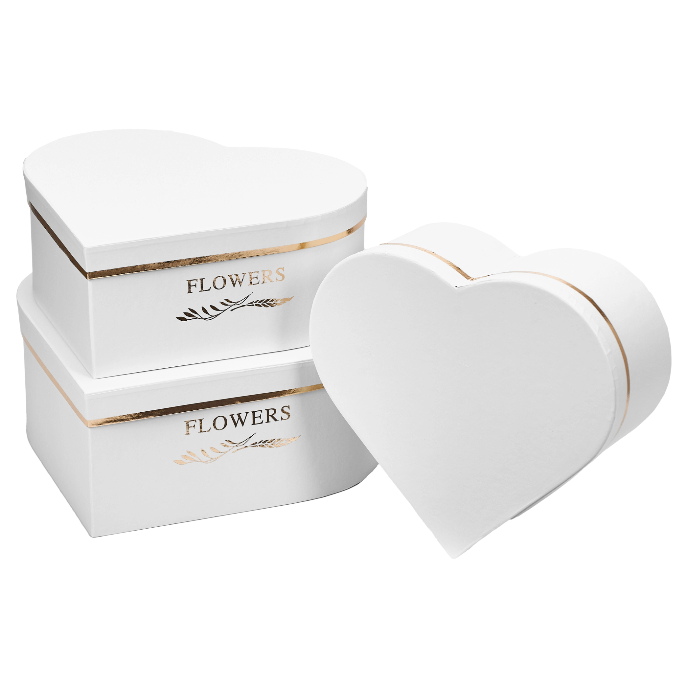 Flower box Heart 28.5x26x11, 26x23.5x10, 23.5x21x8.5 cm White
